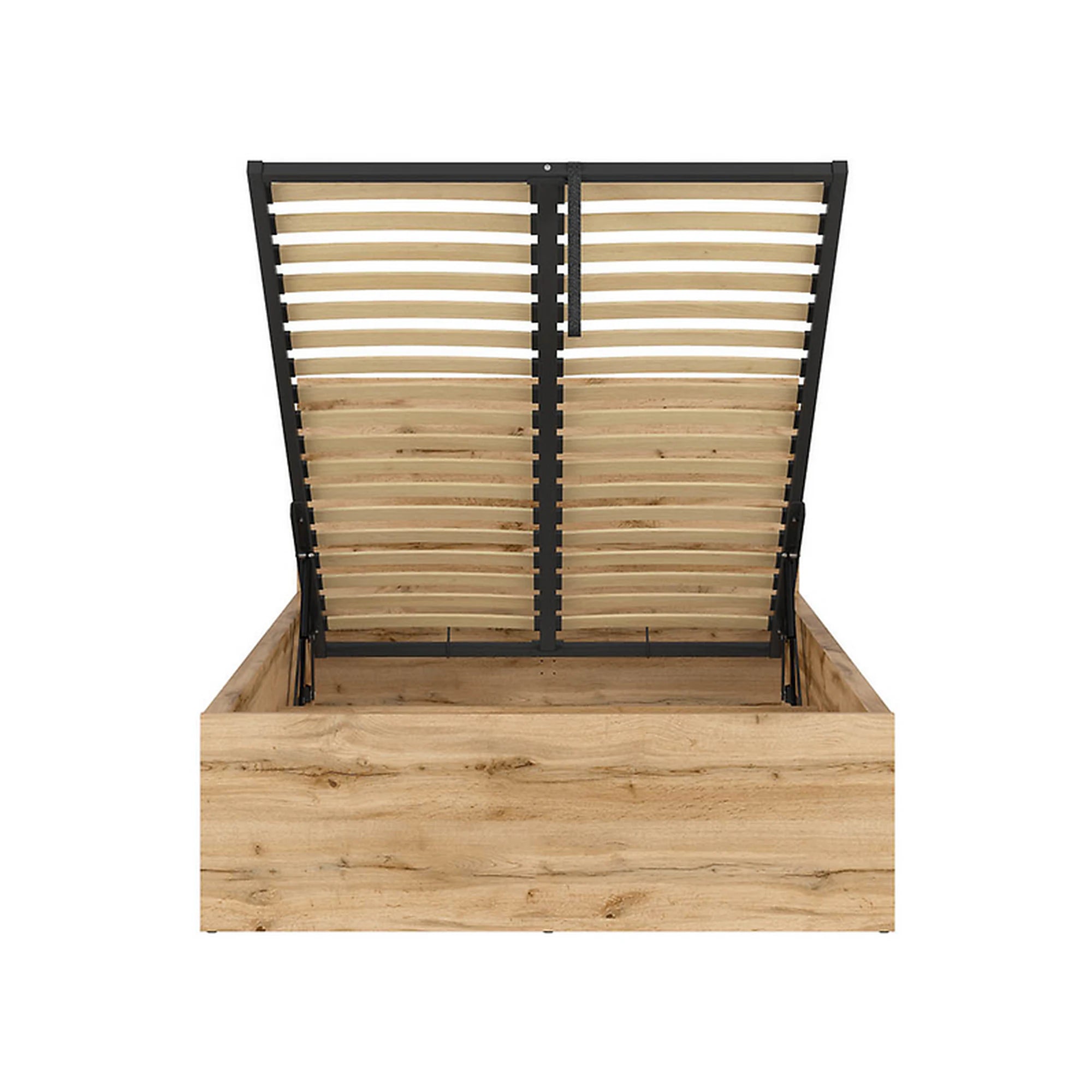 Pat TETRIX 120x200, stejar wotan, PAL laminat, cu somiera si lada depozitare