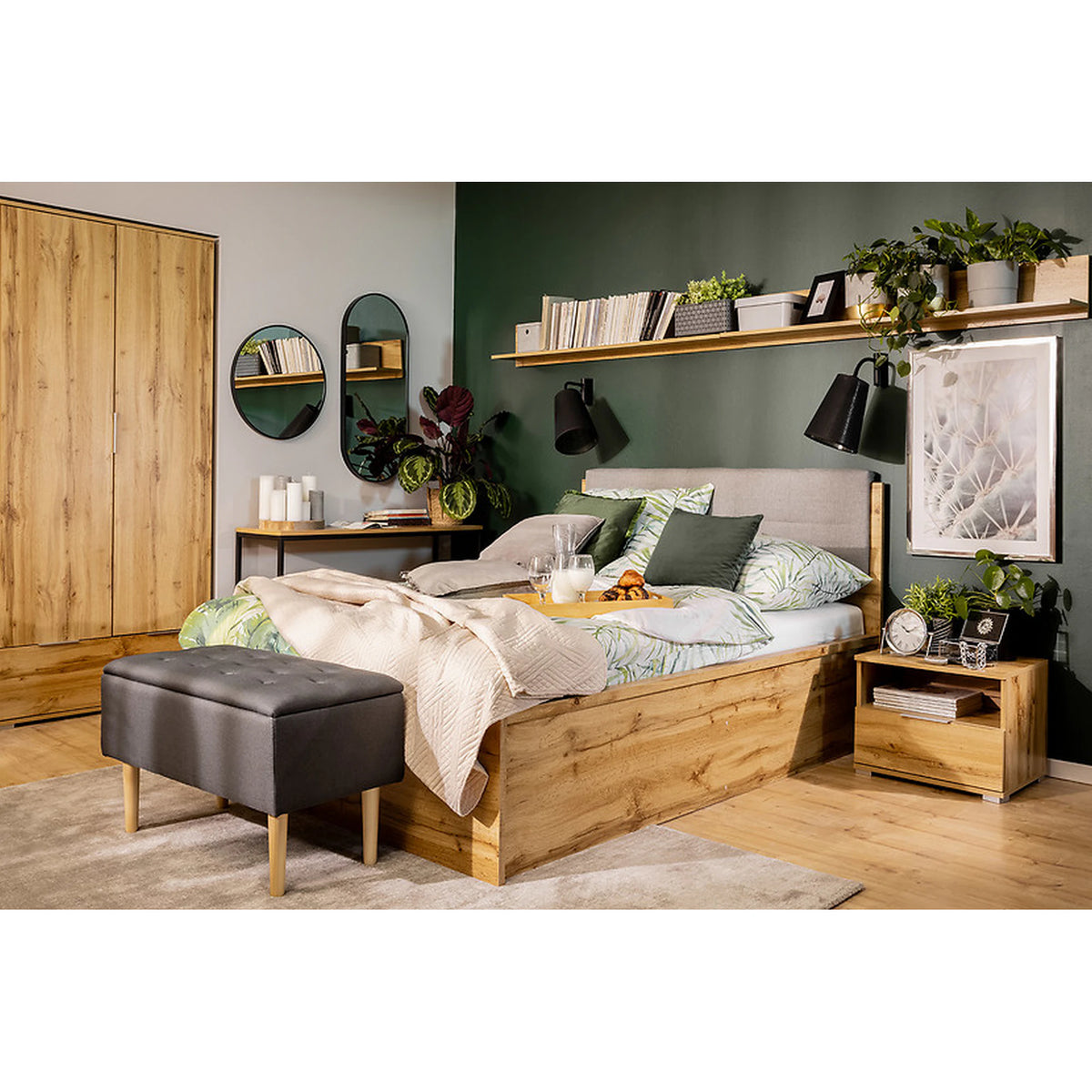 Cadru pat ZELE 160x200 cm, stejar wotan, PAL