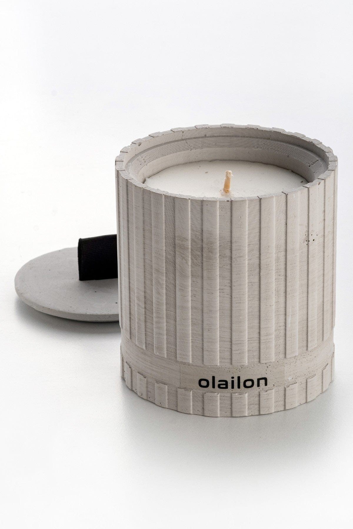 Lumanare SUTUN, gri/negru, beton/parafina, 8x9 cm