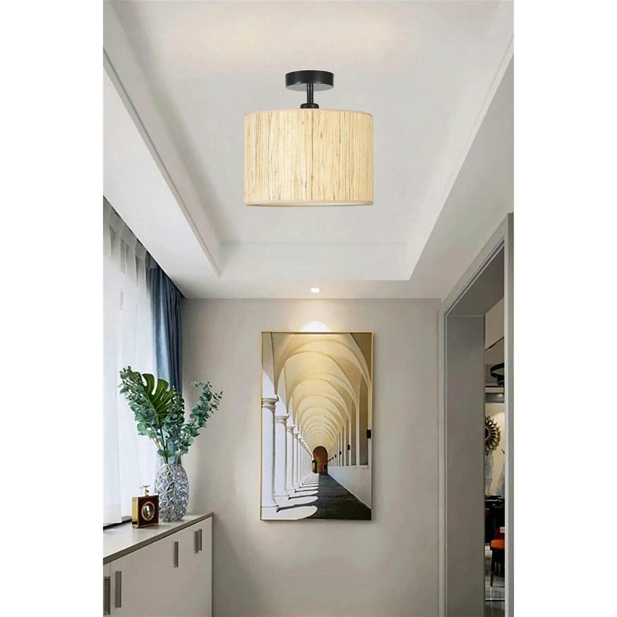 Lustra 846STL5130, metal/lemn de bambus, 30x30 cm