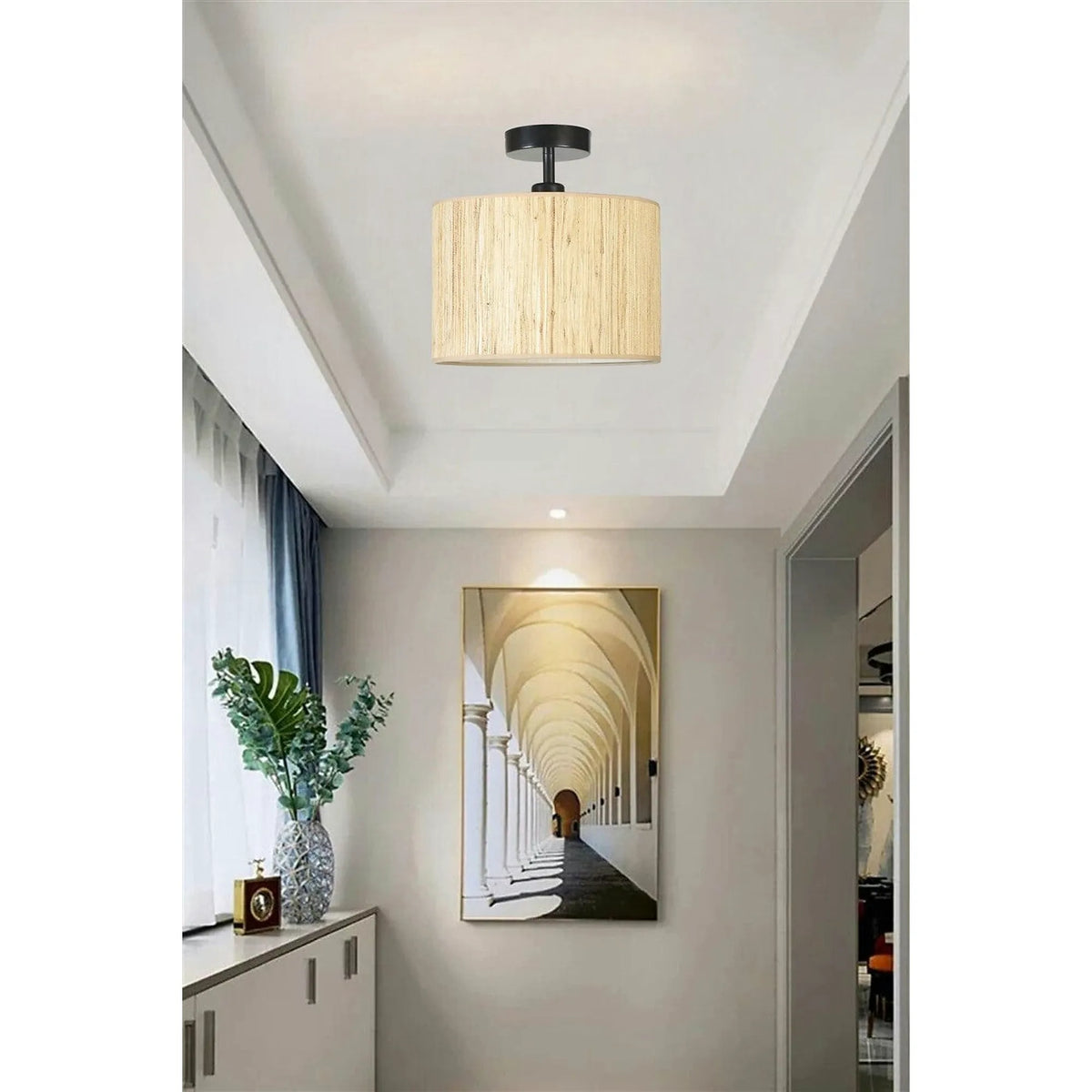 Lustra 846STL5130, metal/lemn de bambus, 30x30 cm