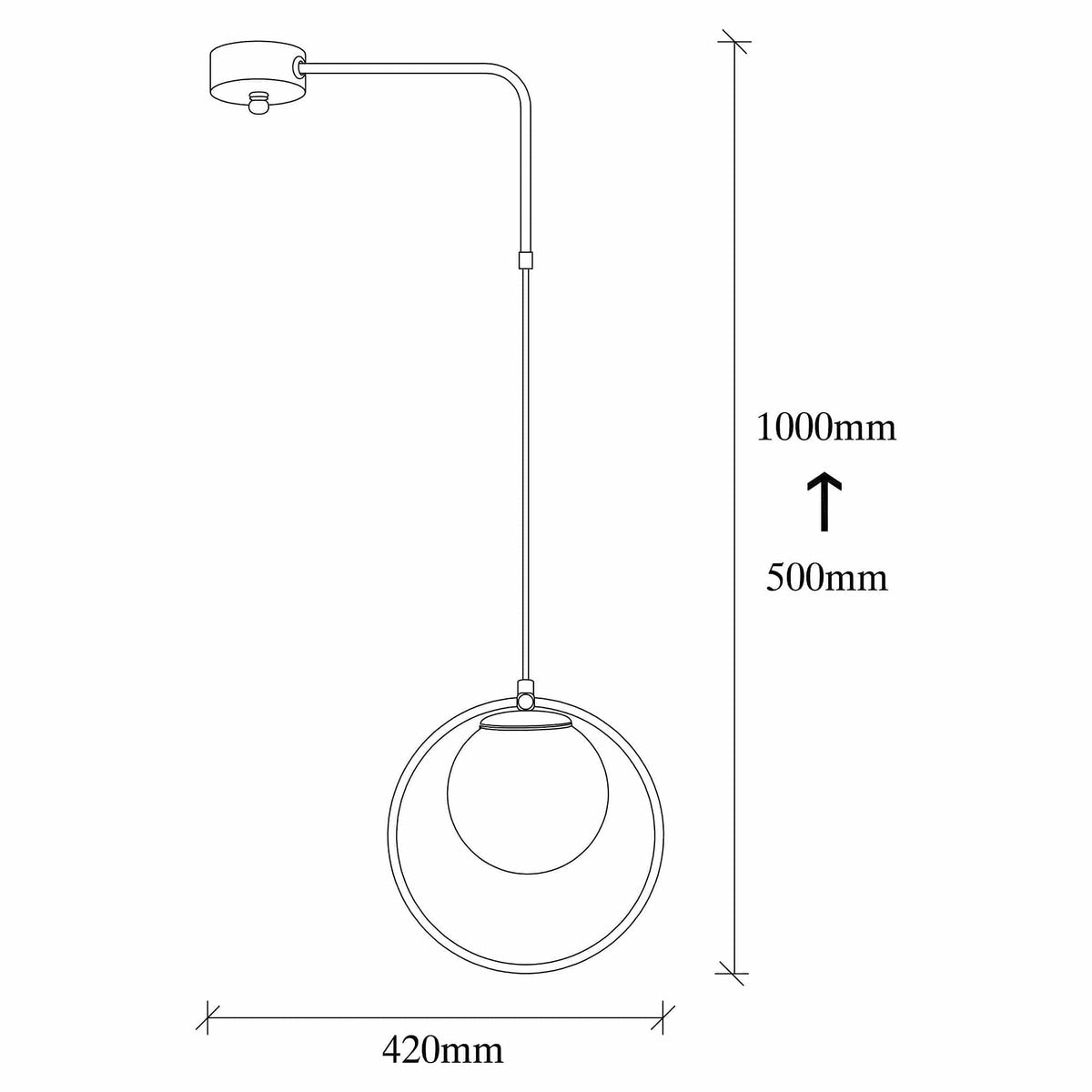 Lustra 892OPV1483, negru/alb, metal/sticla, 42x15x50-100 cm