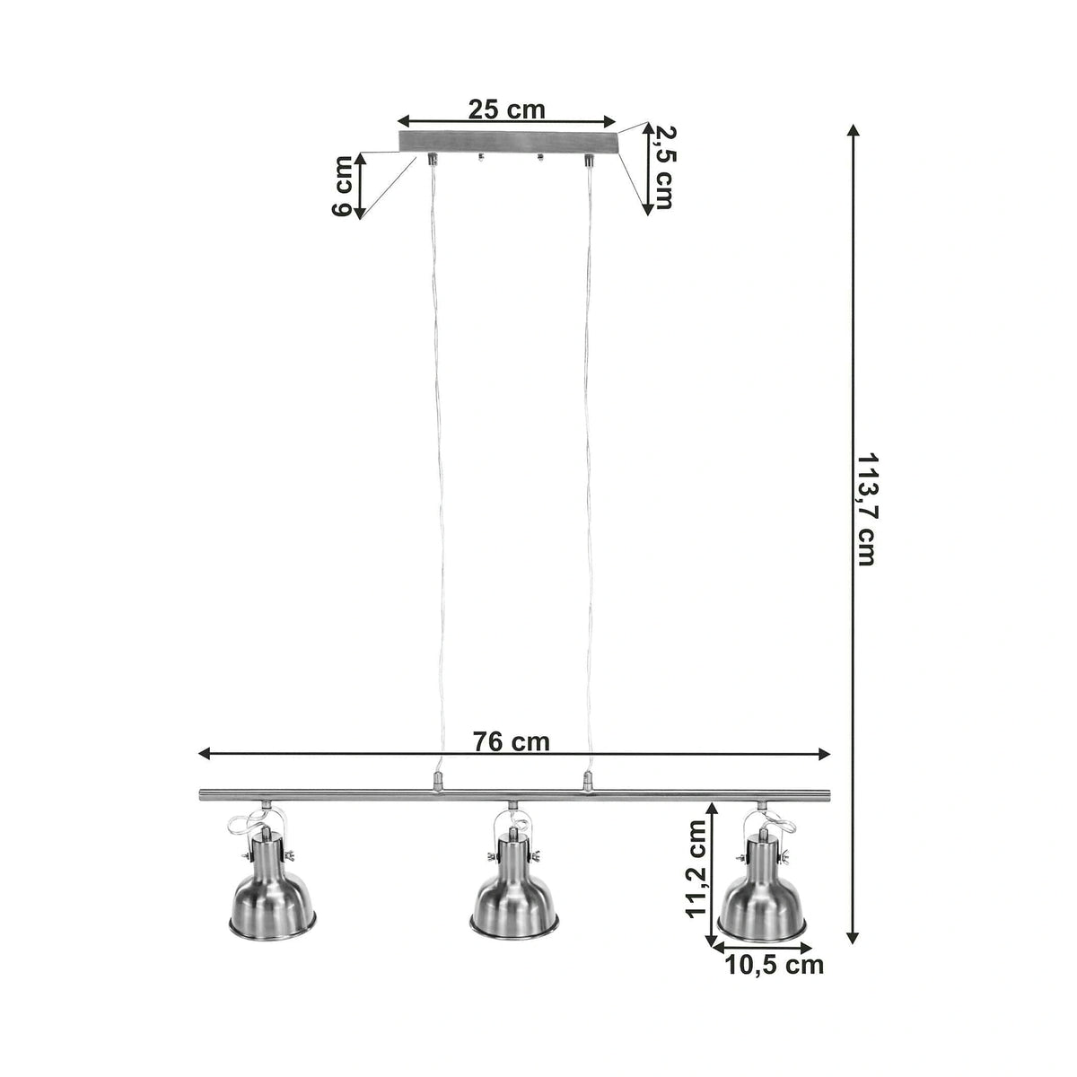 Lustra AVIER TIP 4, crom, metal, 76x11x114 cm