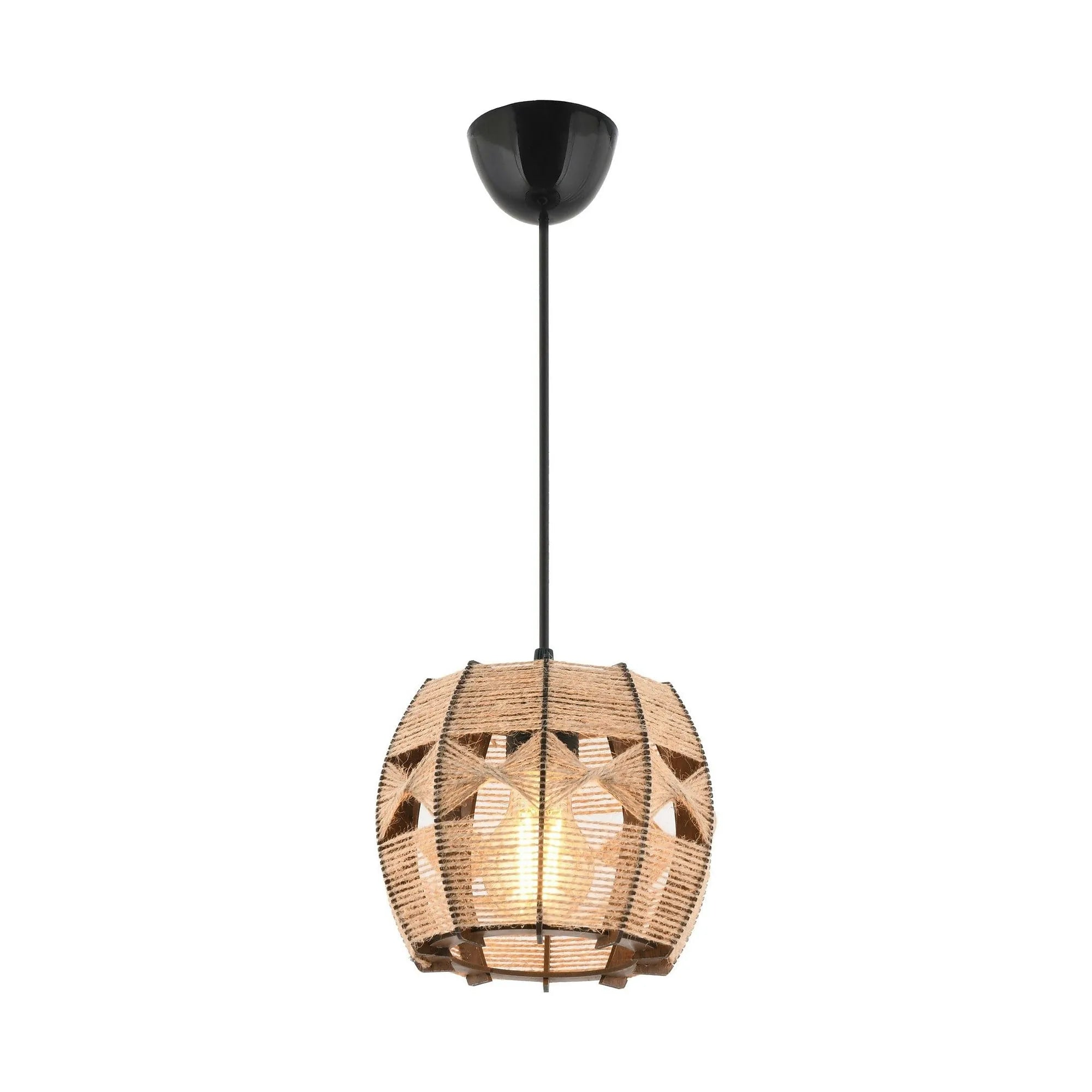 Lustra BARRIL JUTE, bej/negru, iuta/lemn, 20x50 cm