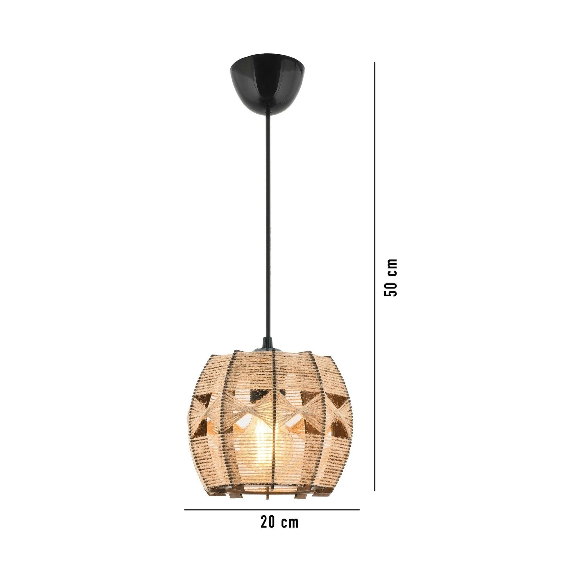 Lustra BARRIL JUTE, bej/negru, iuta/lemn, 20x50 cm