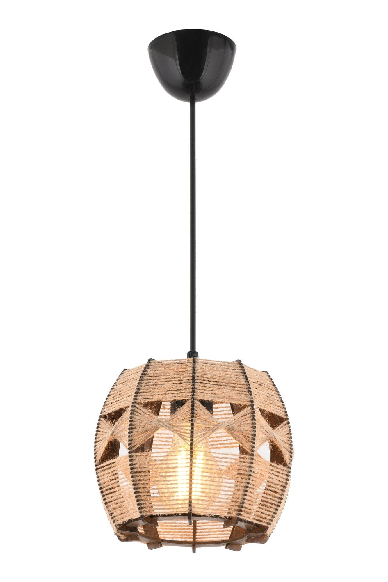 Lustra BARRIL JUTE, bej/negru, iuta/lemn, 20x50 cm