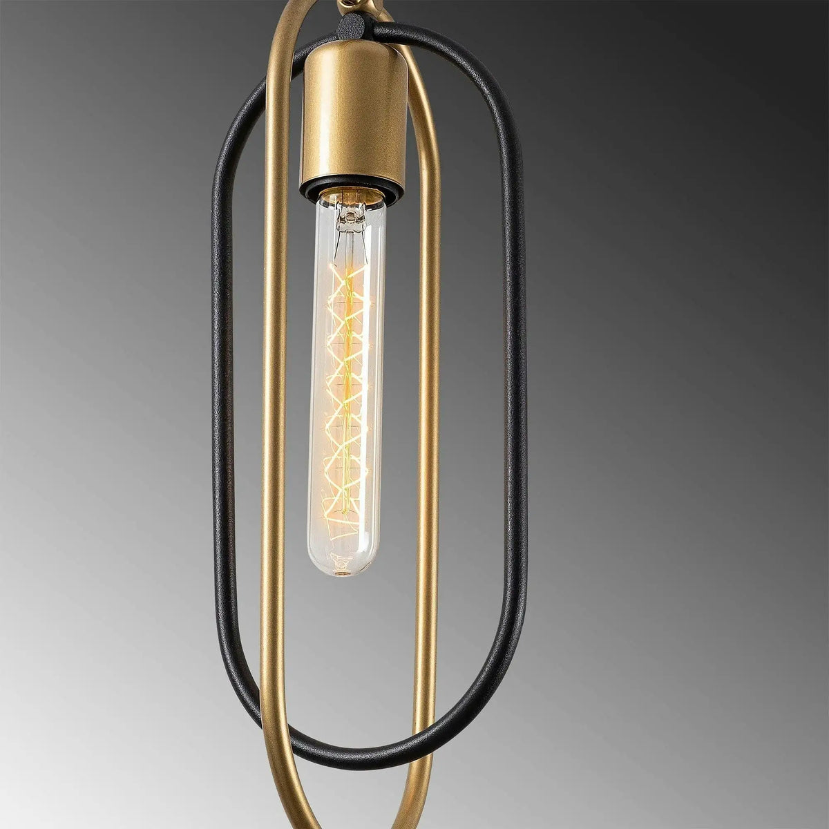 Lustra CERCO 2011, negru/auriu, metal, 14x8x52-132 cm