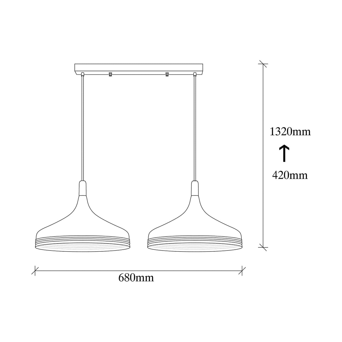 Lustra SAGLAM 3777, negru, metal, 68x36x42-132 cm