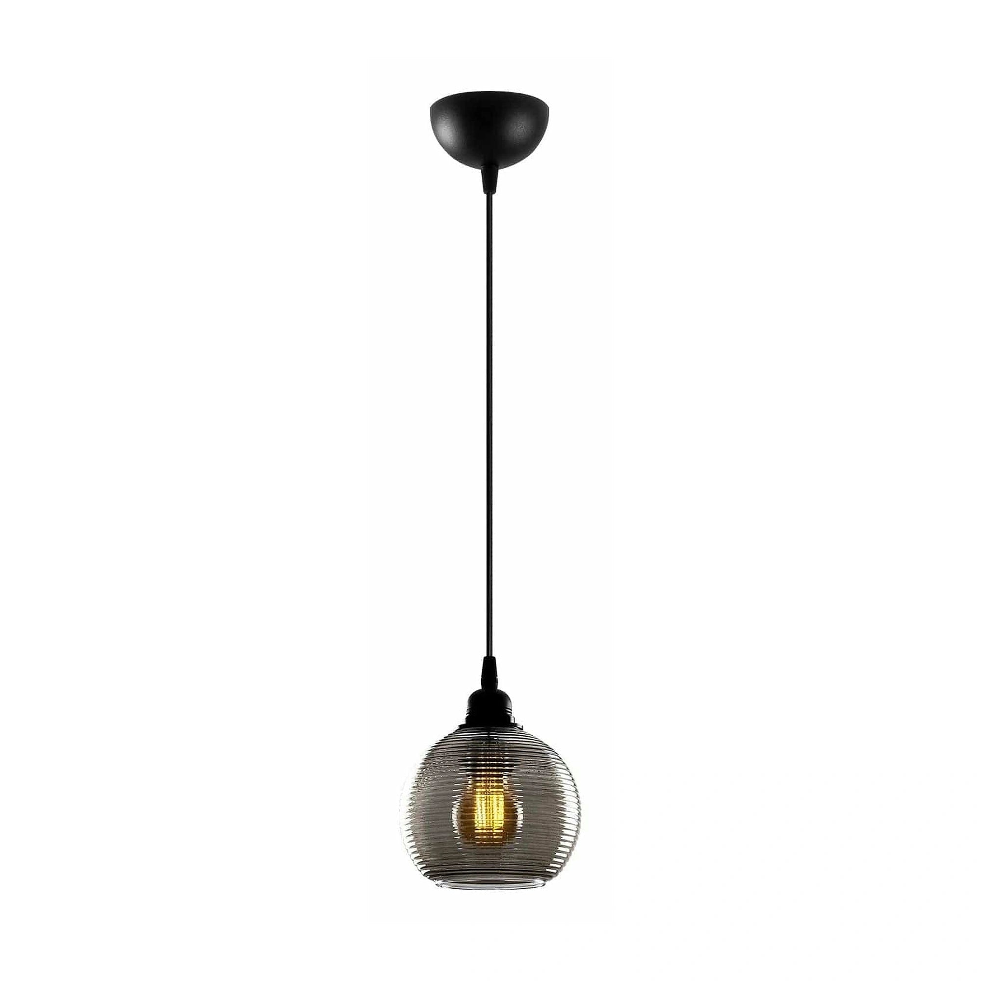 Lustra SMOKED 030, negru, metal/sticla, 15x31-114 cm