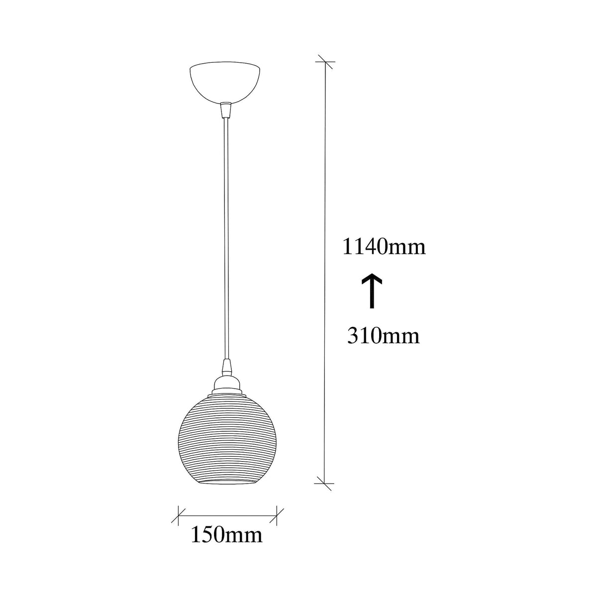 Lustra SMOKED 030, negru, metal/sticla, 15x31-114 cm