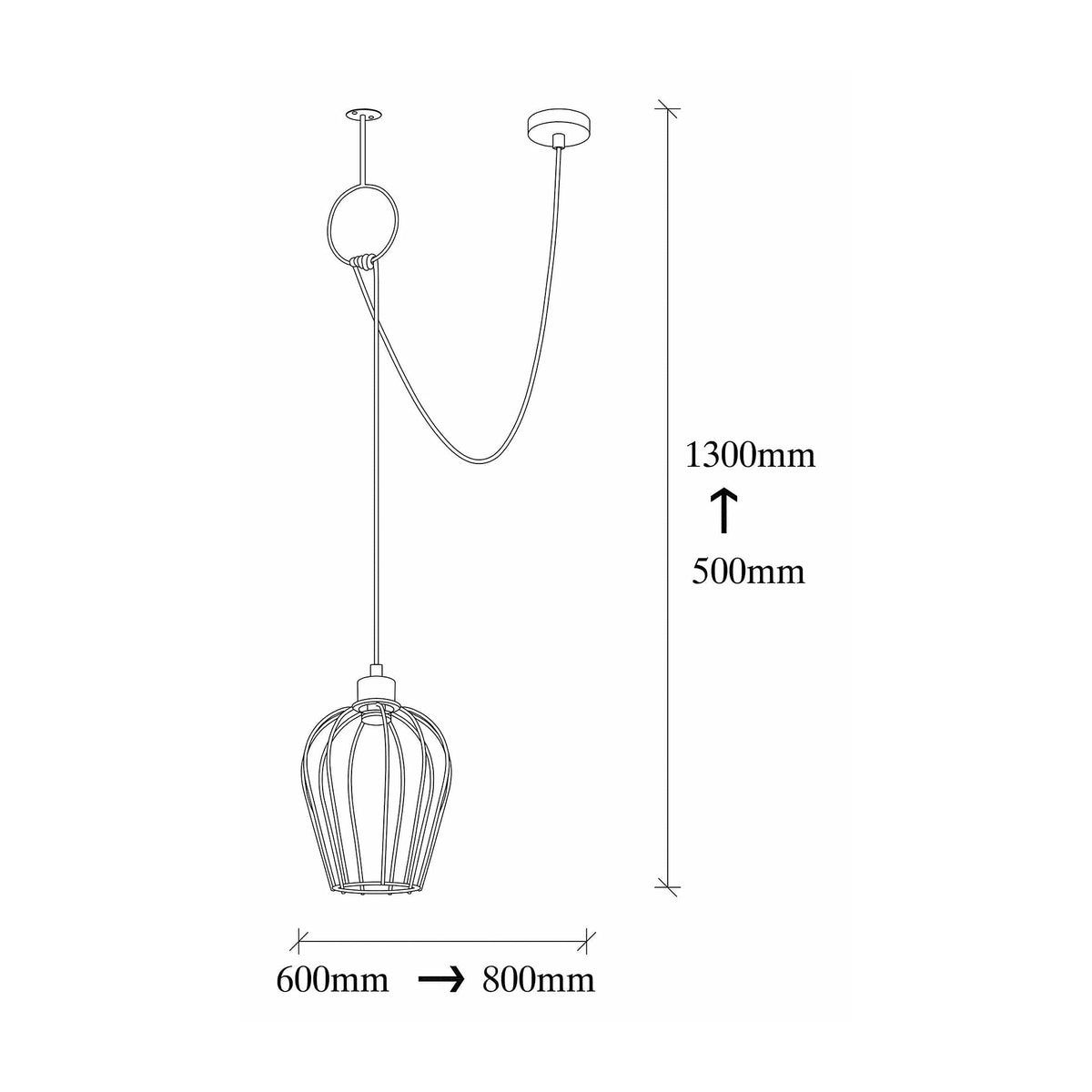 Lustra TEL 6681, negru, metal, 60/80x20x50/130 cm