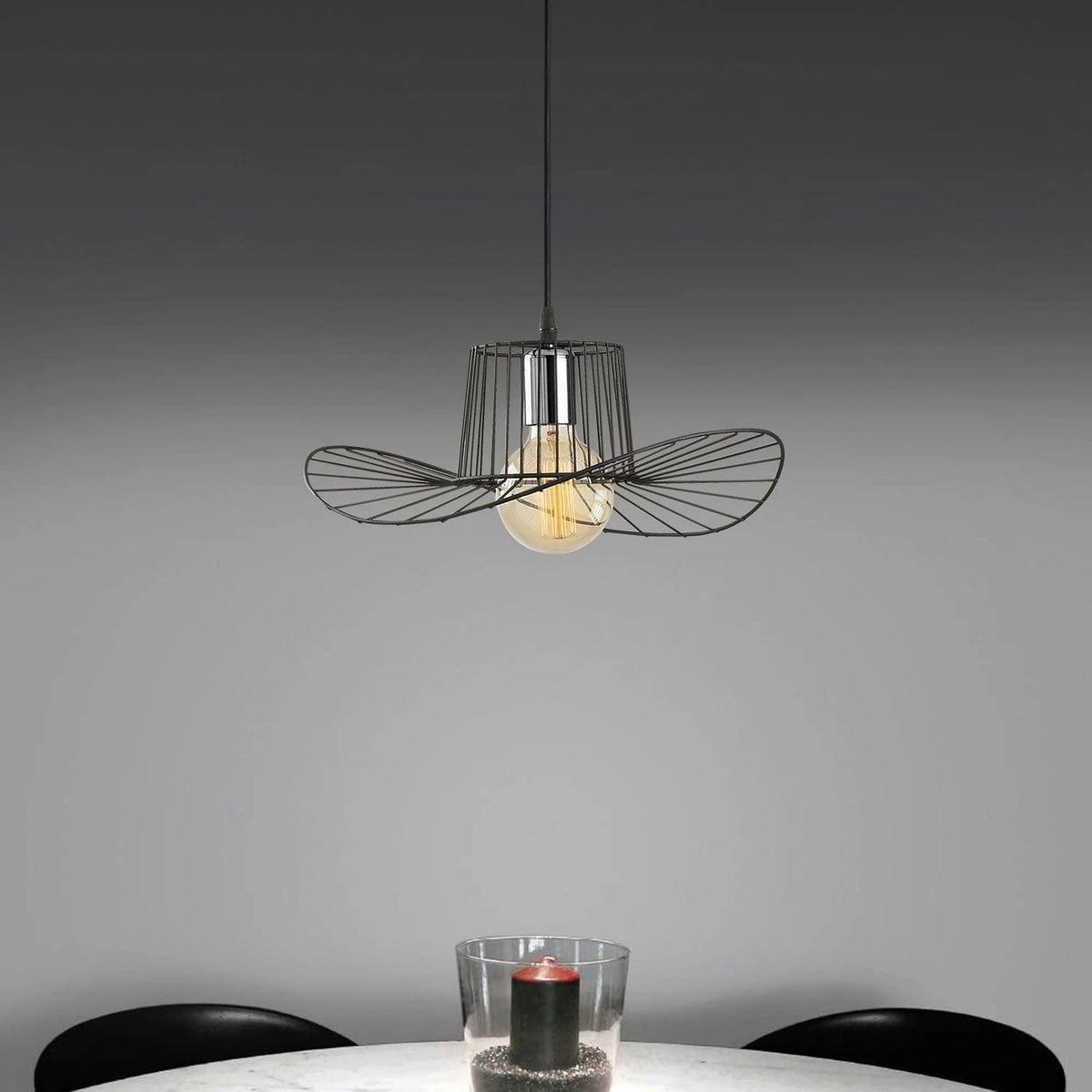 Lustra TEL 6736, metal, negru, 38x24-110 cm