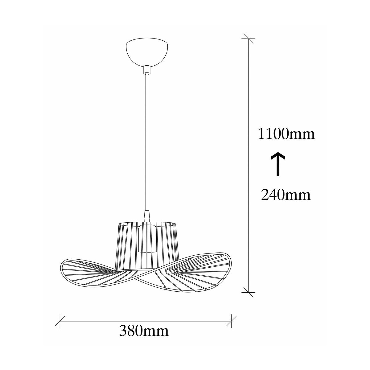 Lustra TEL 6736, metal, negru, 38x24-110 cm