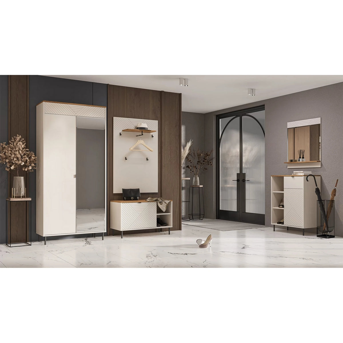 Oglinda cu polita EVO, casmir/stejar, PAL laminat, 70x10x80 cm