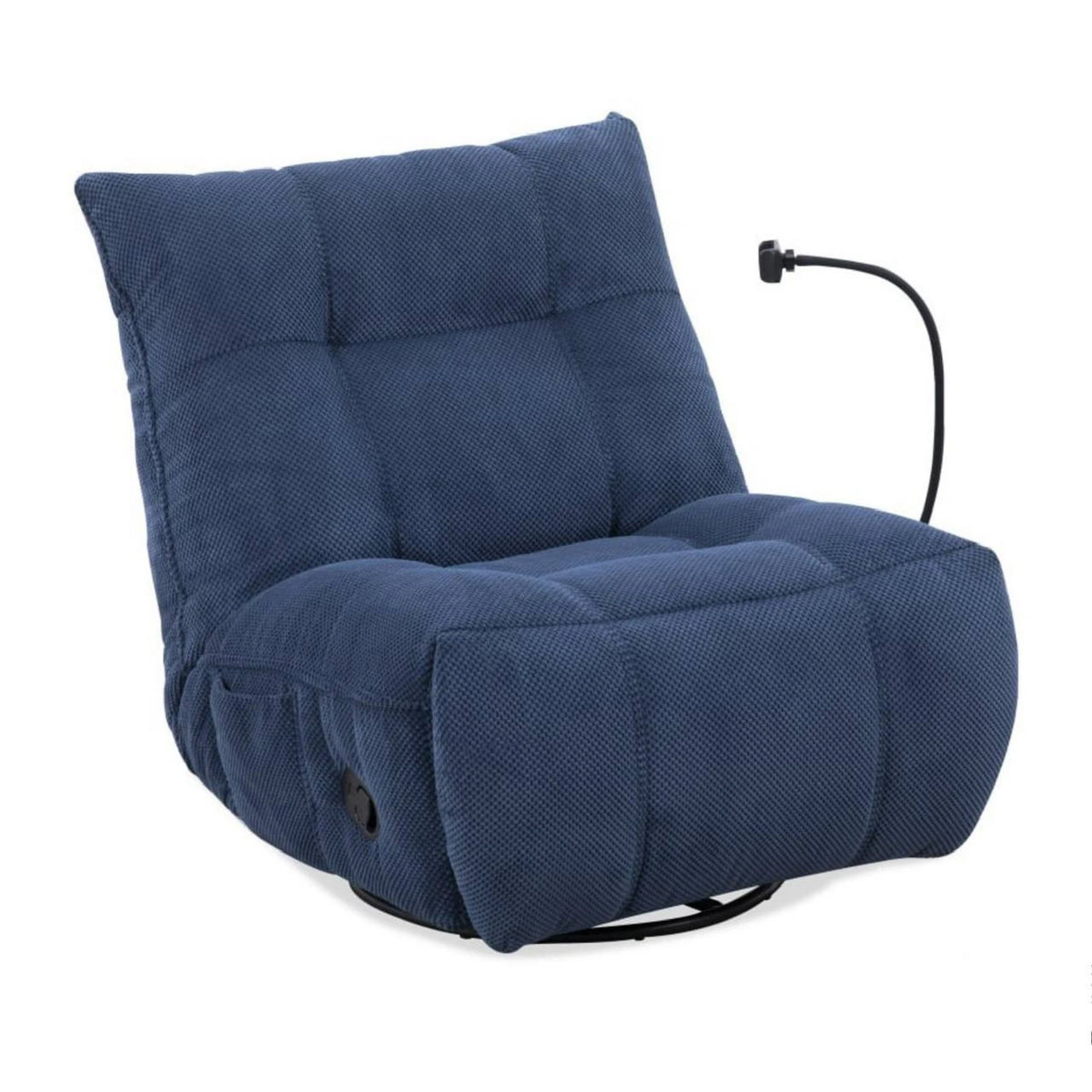 Fotoliu recliner MARCUS, albastru/negru, stofa clasica/metal, 84x104x94 cm
