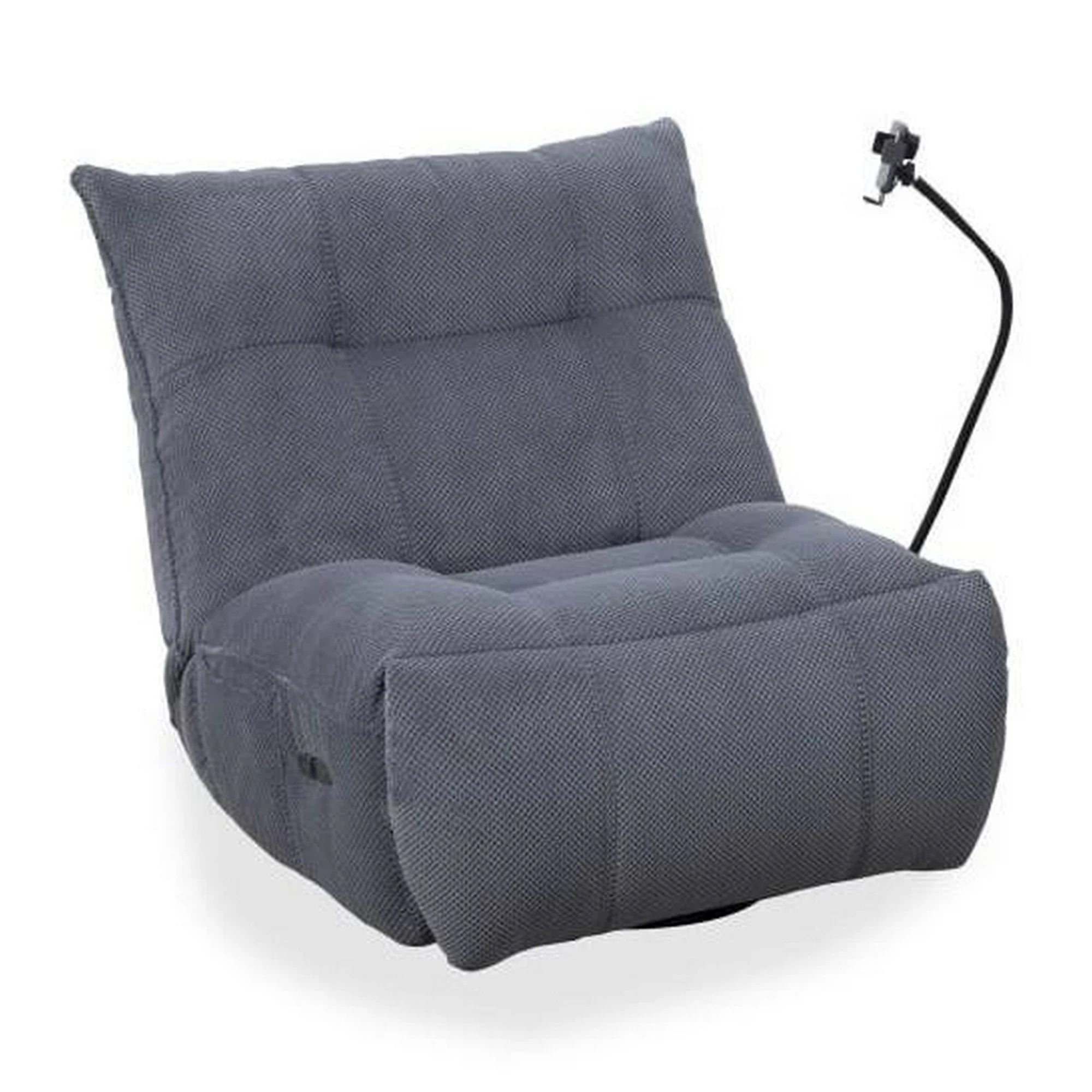 Fotoliu recliner MARCUS, gri/negru, stofa clasica/metal, 84x104x94 cm