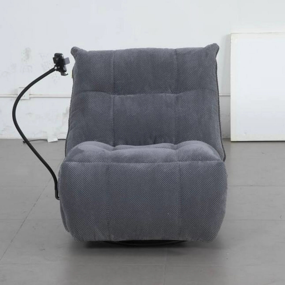Fotoliu recliner MARCUS, gri/negru, stofa clasica/metal, 84x104x94 cm