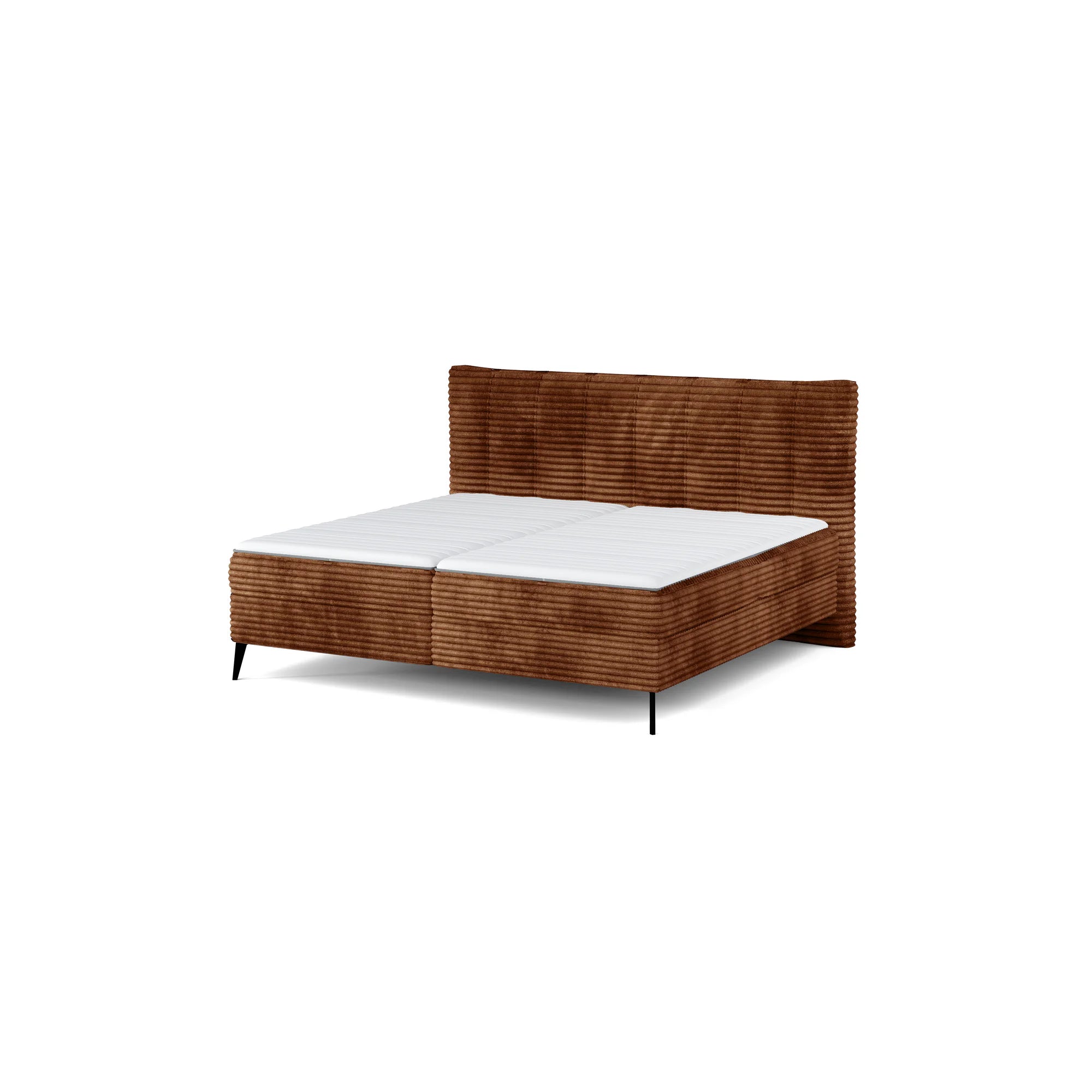 Pat boxspring MARTINA 160x200, personalizabil materiale Gama Premium, cu saltea, topper si lada depozitare