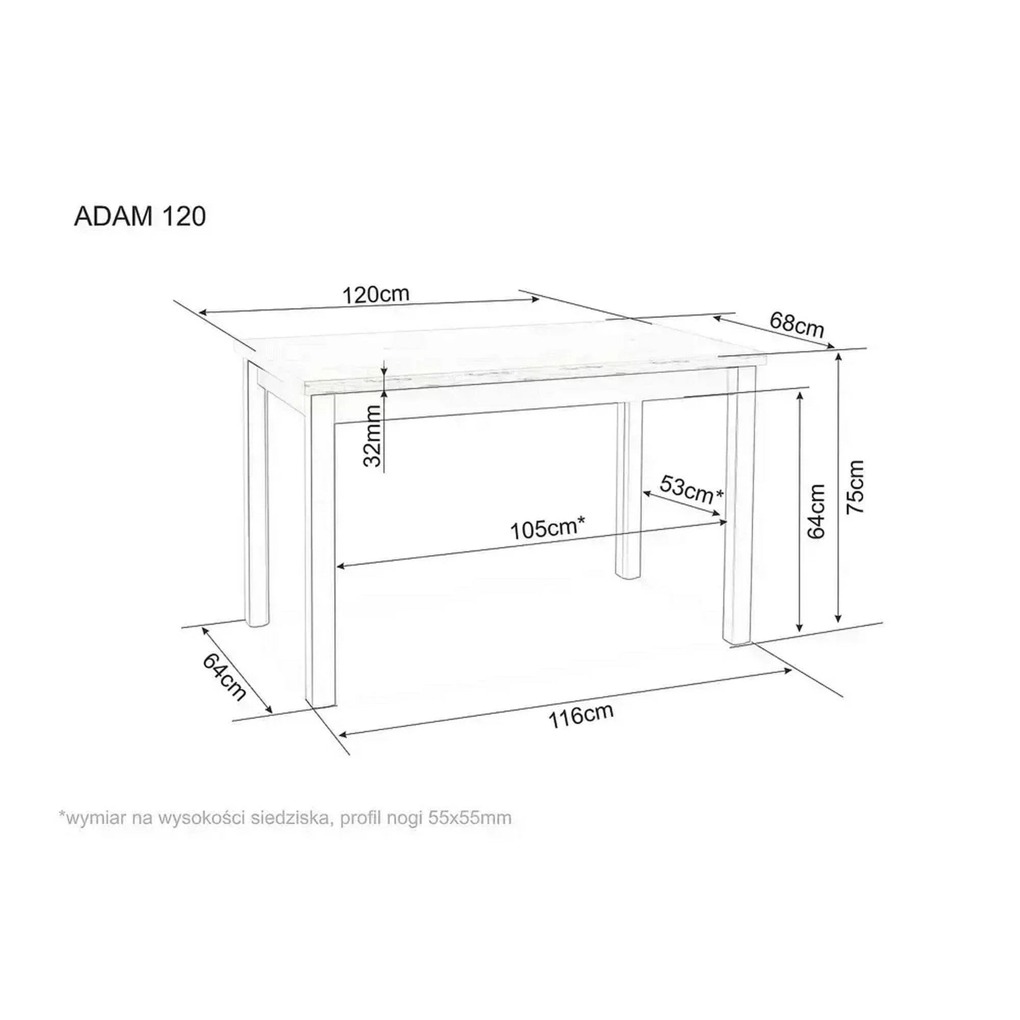 Masa ADAM, casmir/stejar, 120x68x75 cm