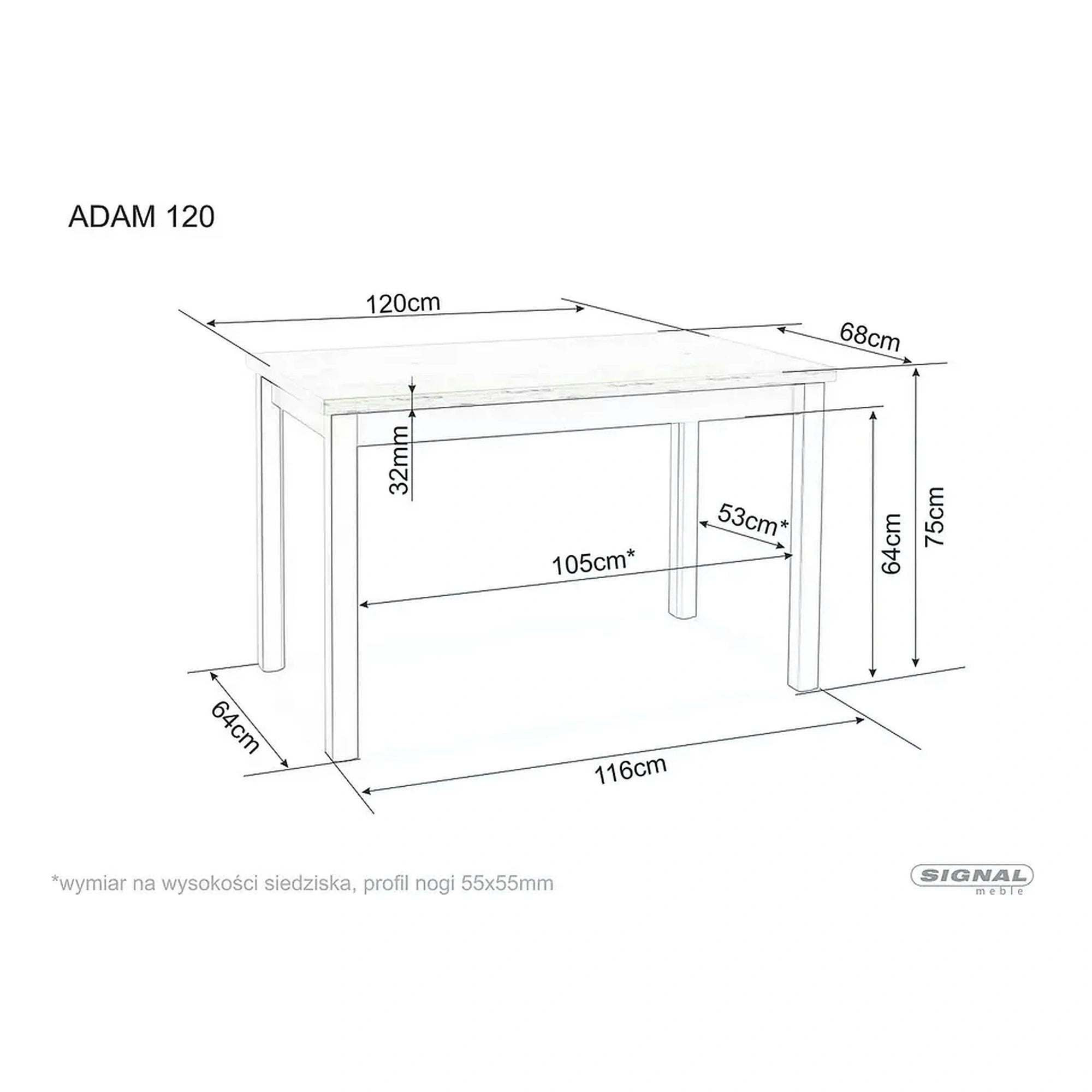 Masa ADAM, stejar/alb, 120x68x75 cm