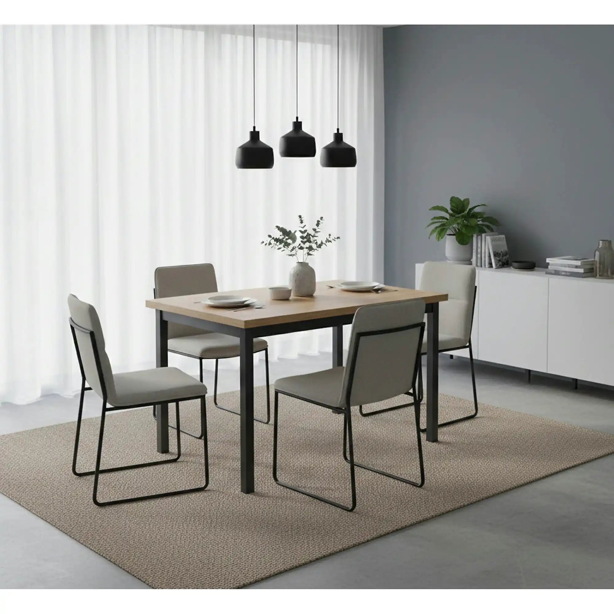 Masa ADAM, stejar artisan/negru, 120x68x75 cm