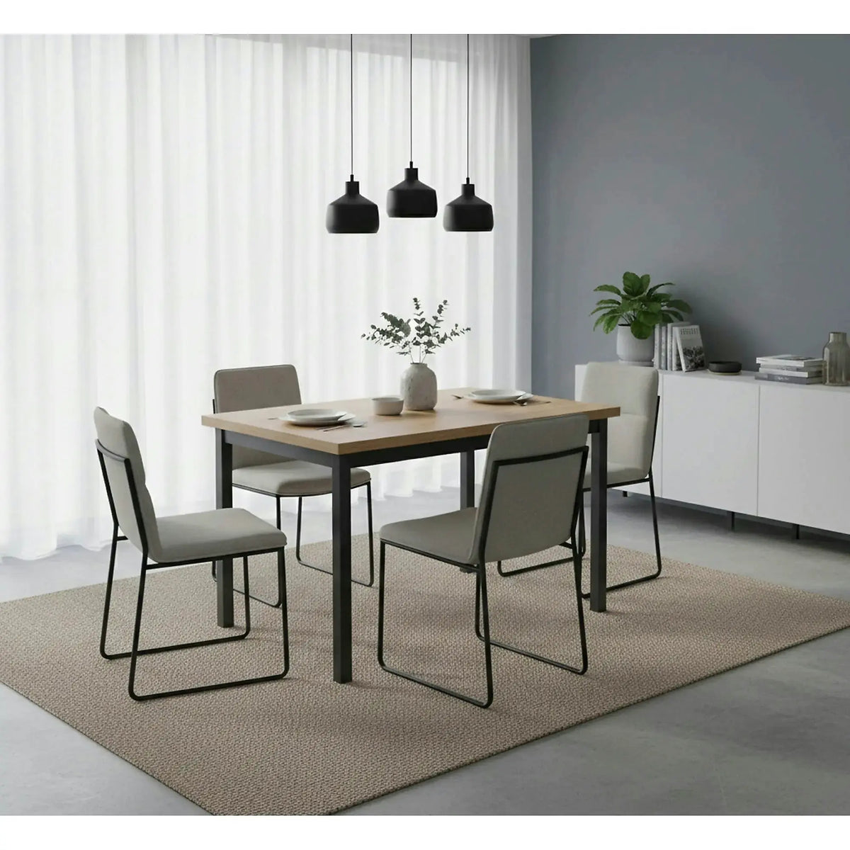Masa ADAM, stejar artisan/negru, 120x68x75 cm