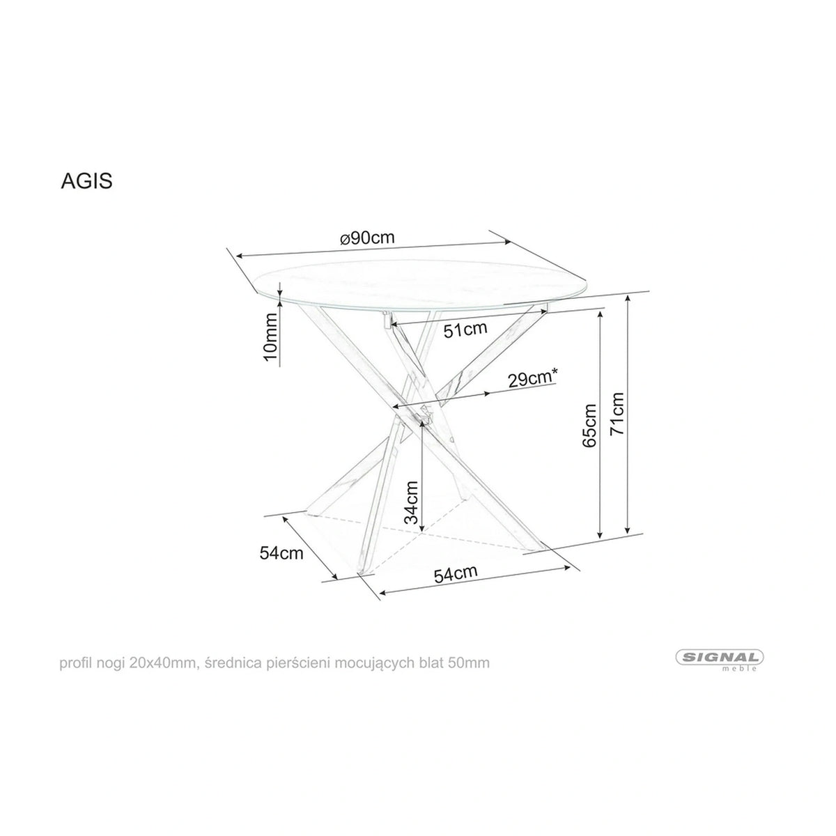 Masa AGIS, transparent/auriu, sticla securizata/metal, 90x90x75 cm