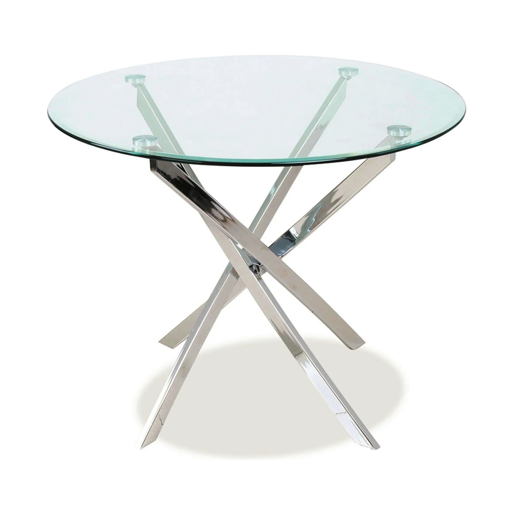 Masa AGIS, transparent/crom, sticla/metal, 90x90x73 cm