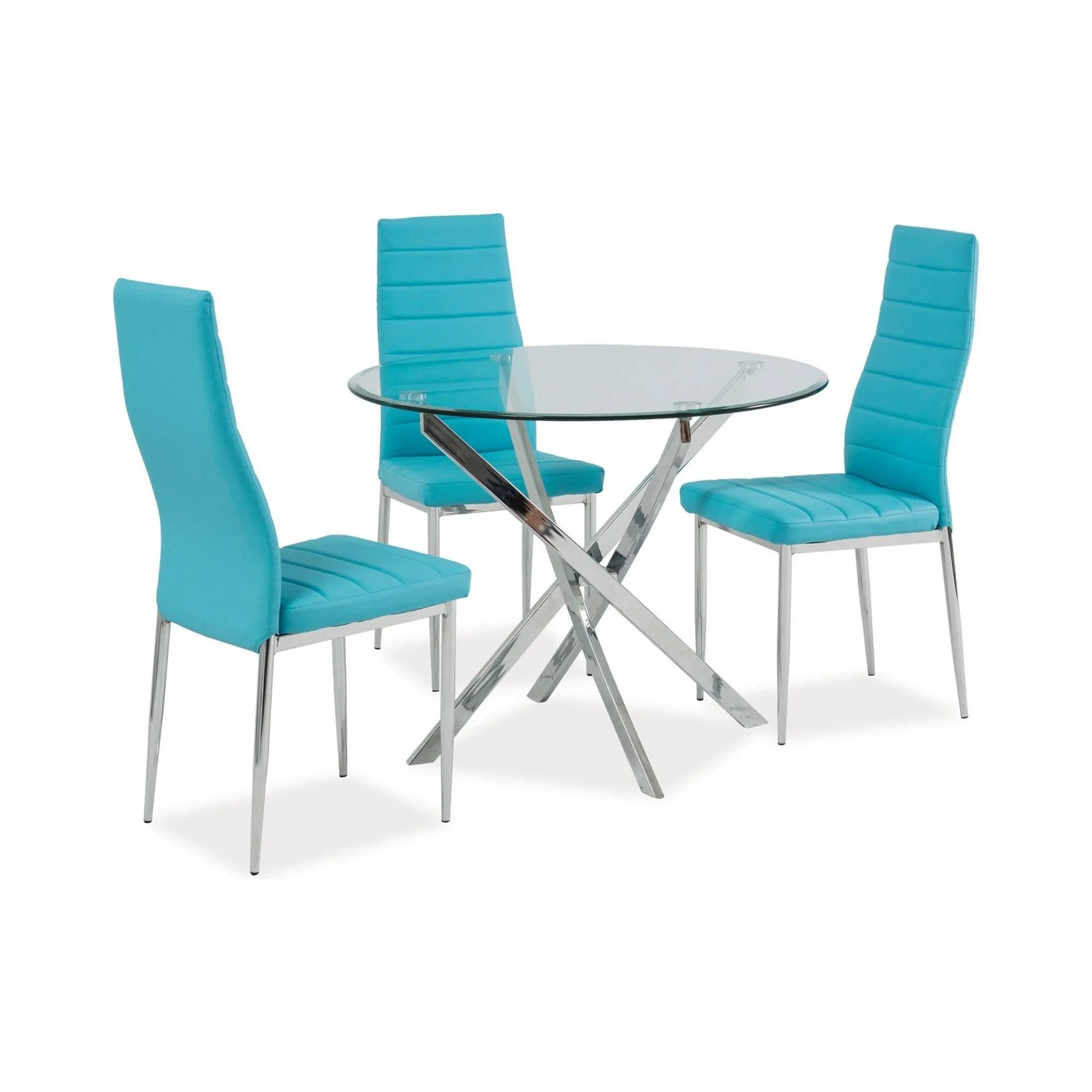 Masa AGIS, transparent/crom, sticla/metal, 90x90x73 cm