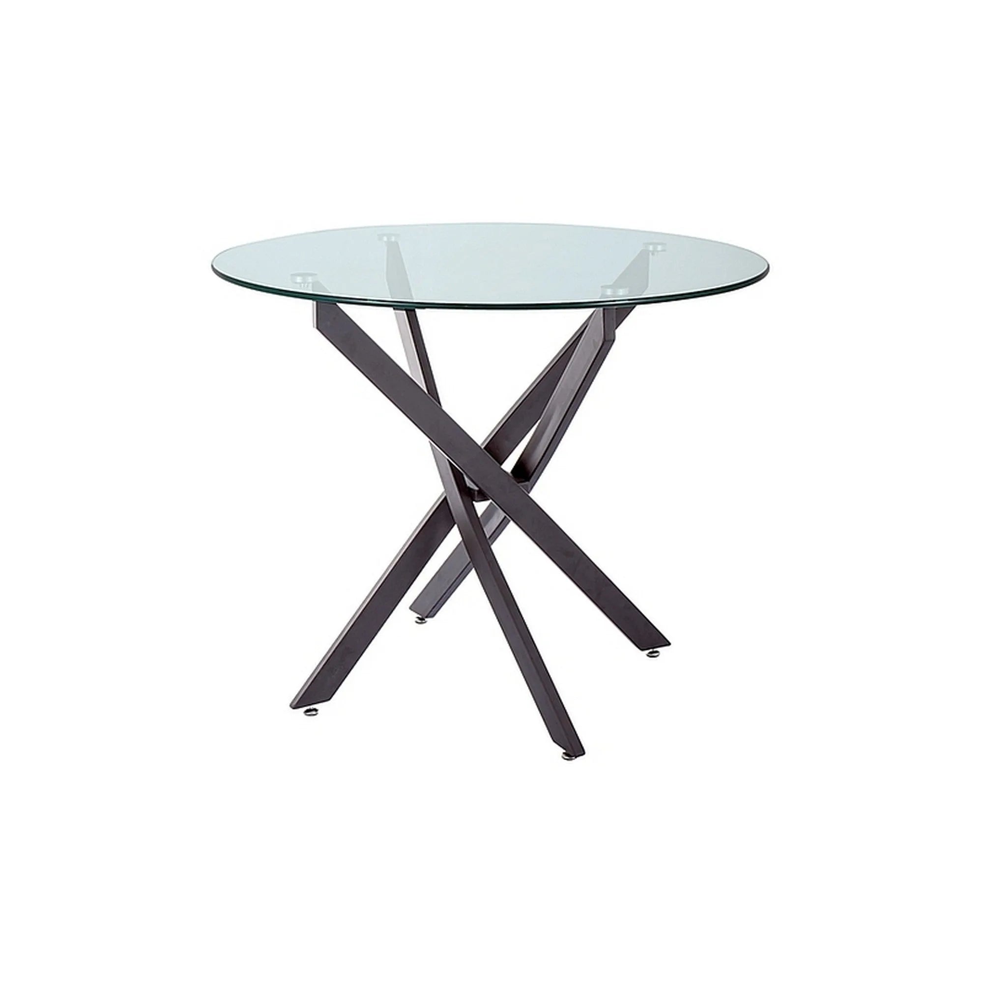 Masa AGIS, transparent/negru, sticla/metal, 90x90x72 cm