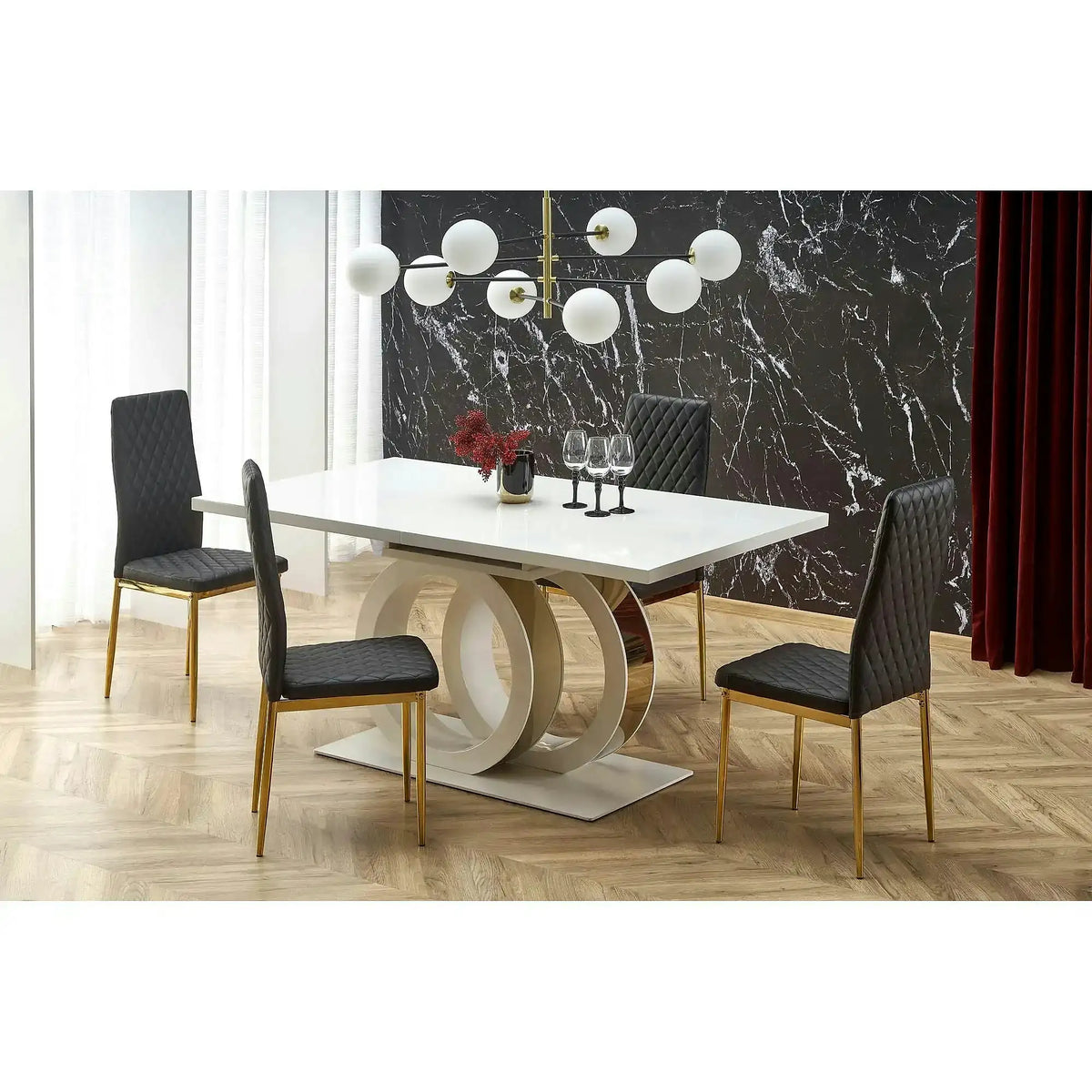 Masa alba dining GALARDO, extensibila, 160/200x90x77 cm