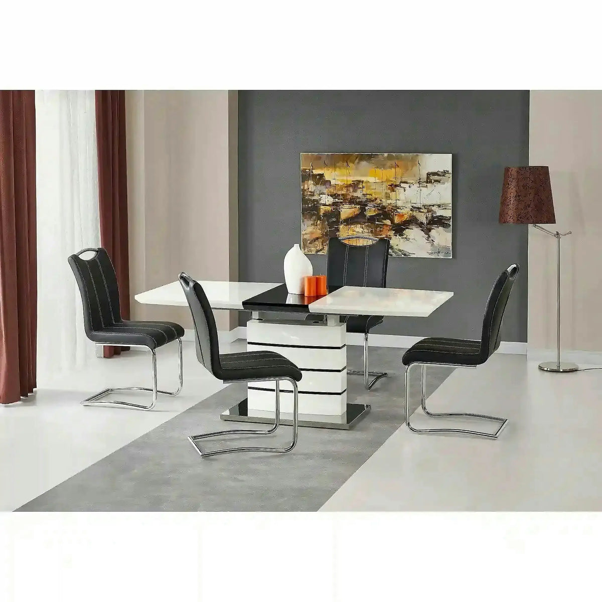Masa alba dreptunghiulara NORD, extensibila, alb, 140/180x80x76 cm