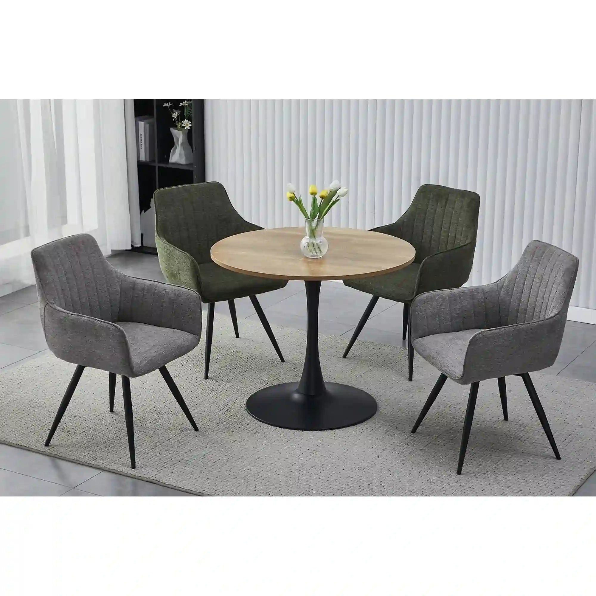 Masa AMADEO II, stejar/negru mat, 90x76 cm