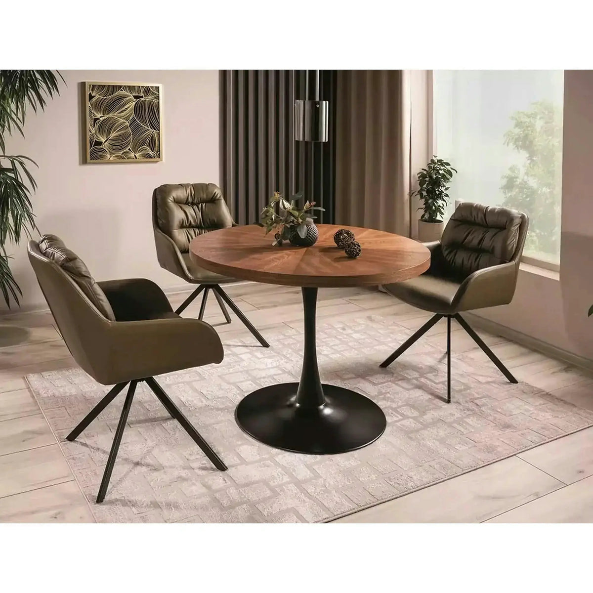Masa AMADEO, stejar/negru mat, 100x76 cm