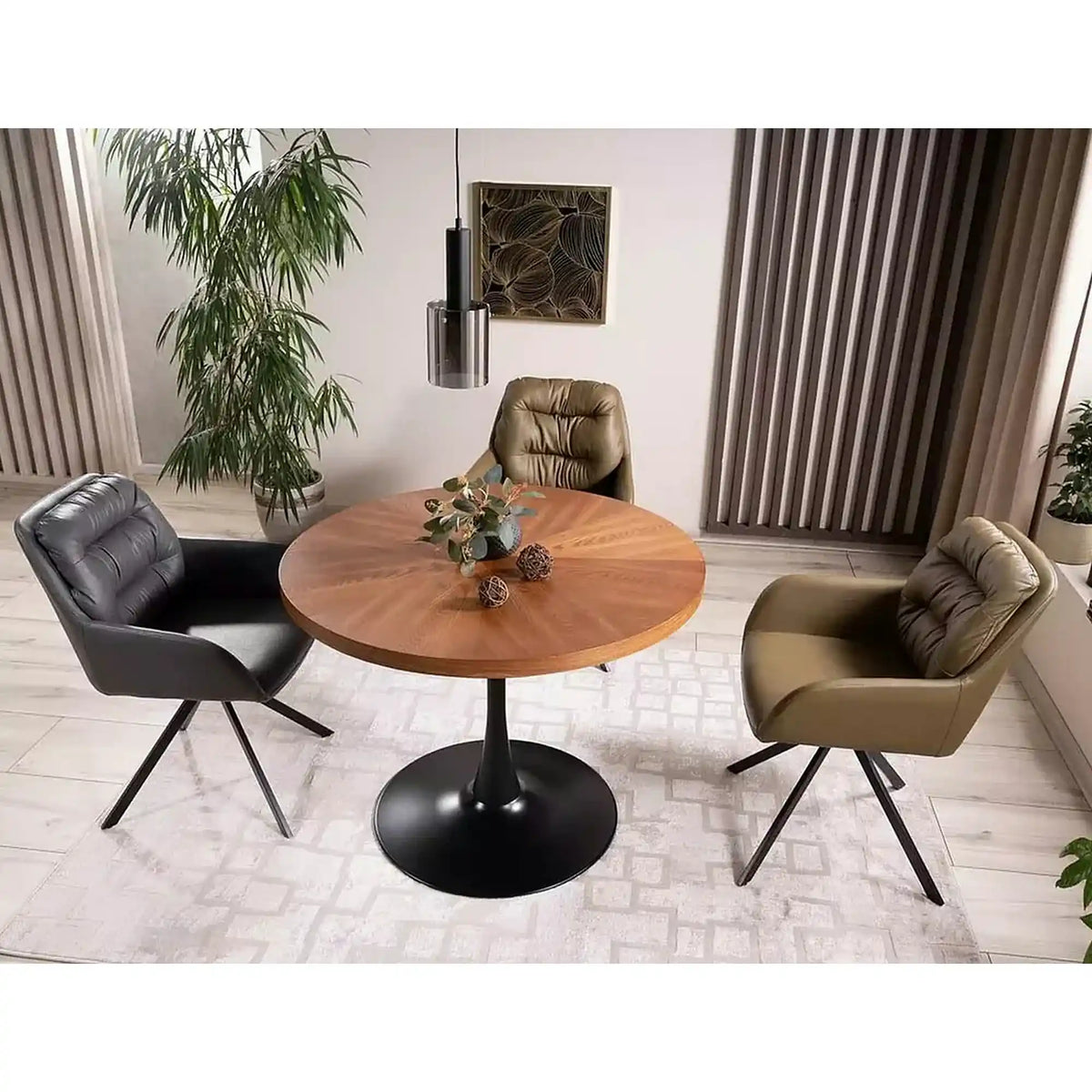 Masa AMADEO, stejar/negru mat, 100x76 cm