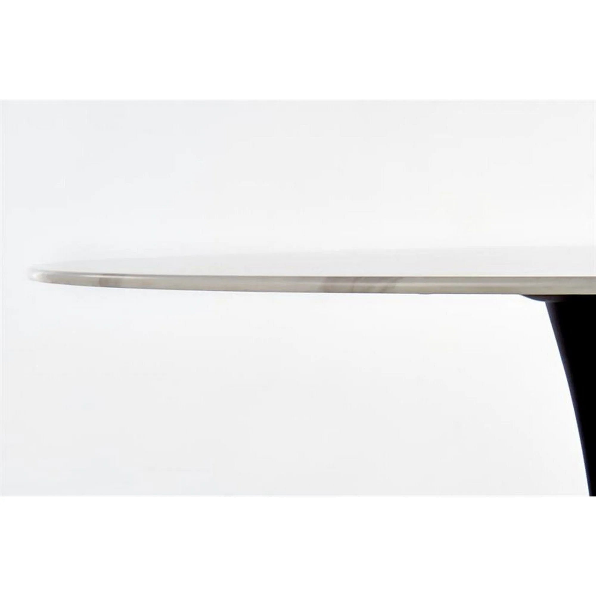 Masa AMBROSIO, alb cu efect de marmura/negru, sticla/metal, 90x90x72 cm