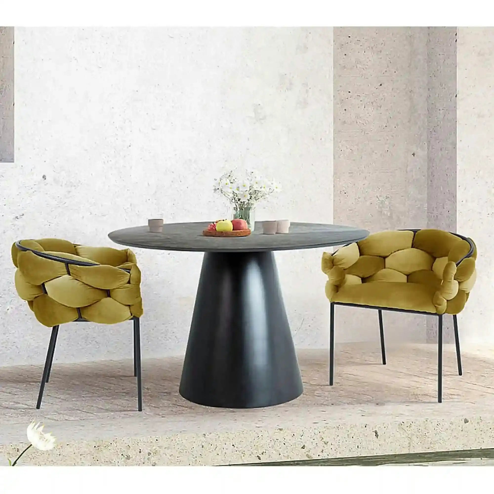 Masa ANGEL, gri inchis/negru, 120x120x76 cm