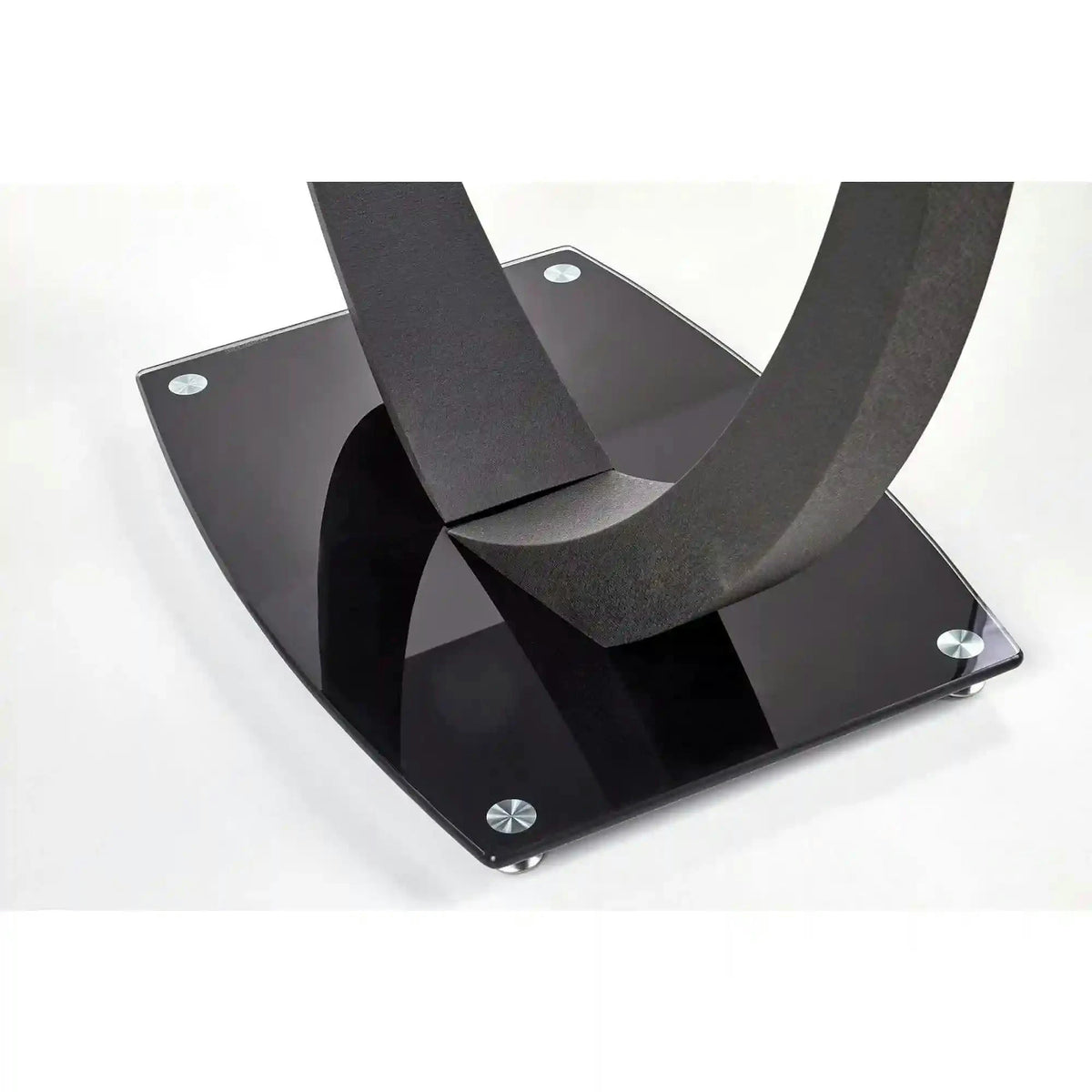 Masa ANTON, negru transparent/negru, sticla/metal, 140x80x75 cm