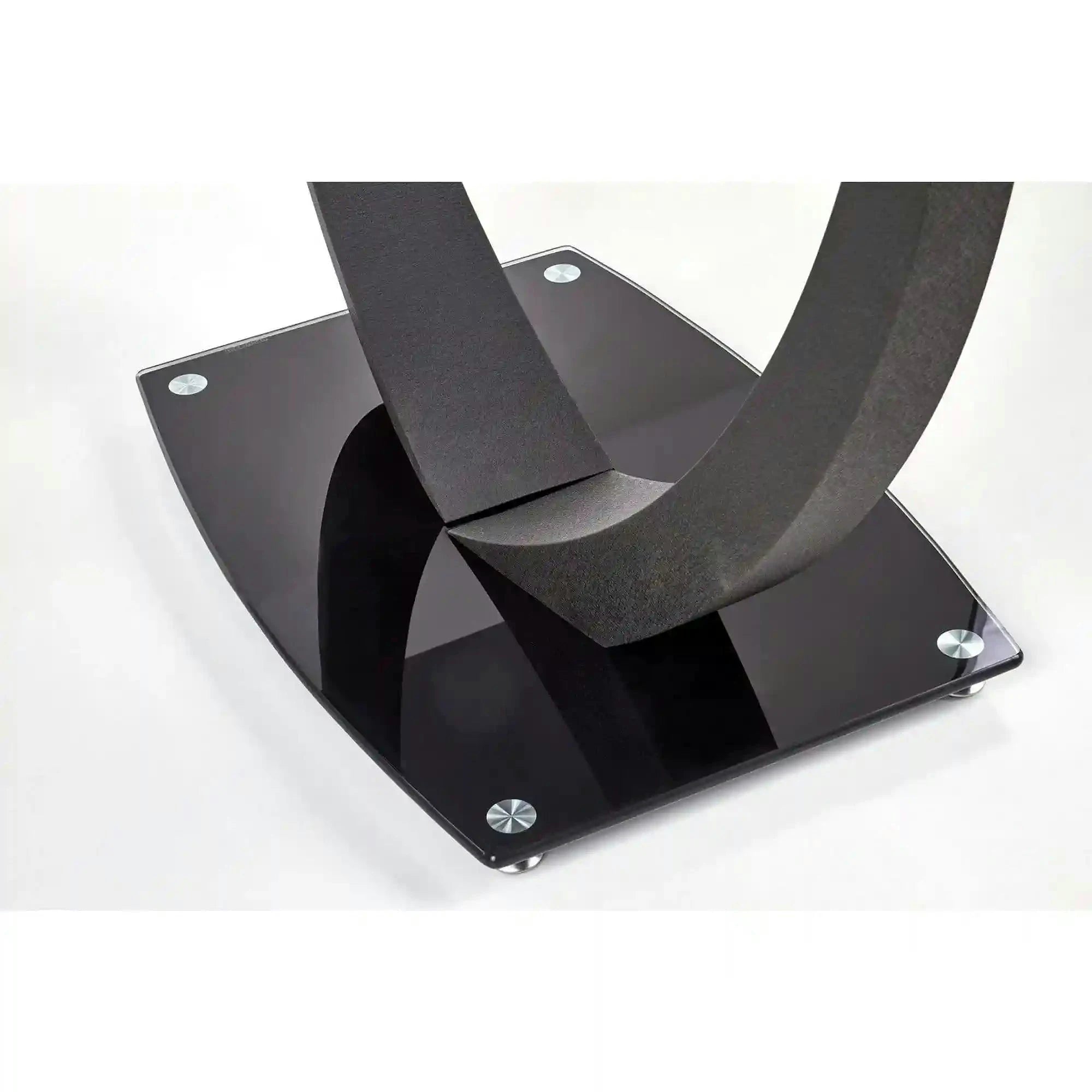 Masa ANTON, negru transparent/negru, sticla/metal, 140x80x75 cm