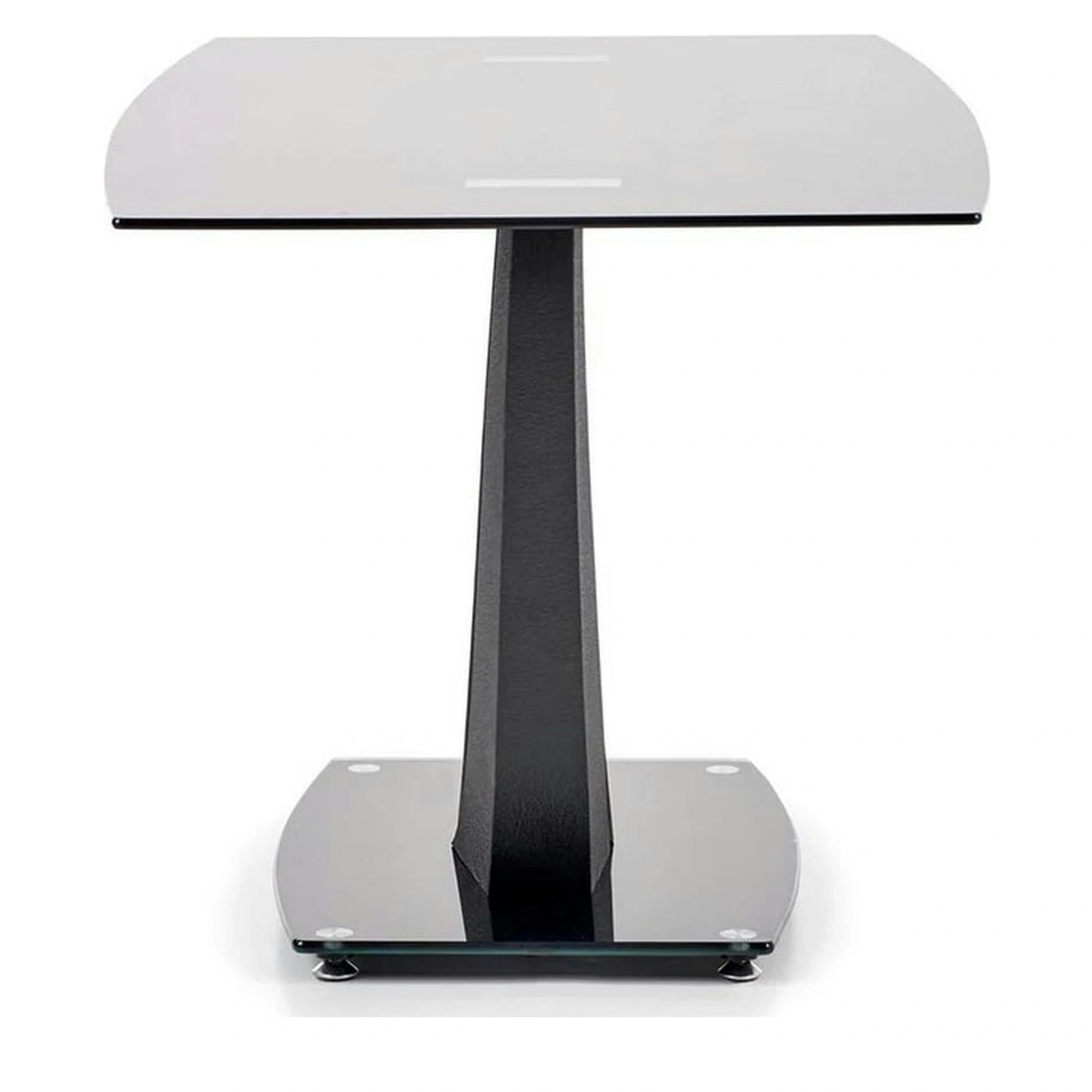 Masa ANTON, negru transparent/negru, sticla/metal, 140x80x75 cm