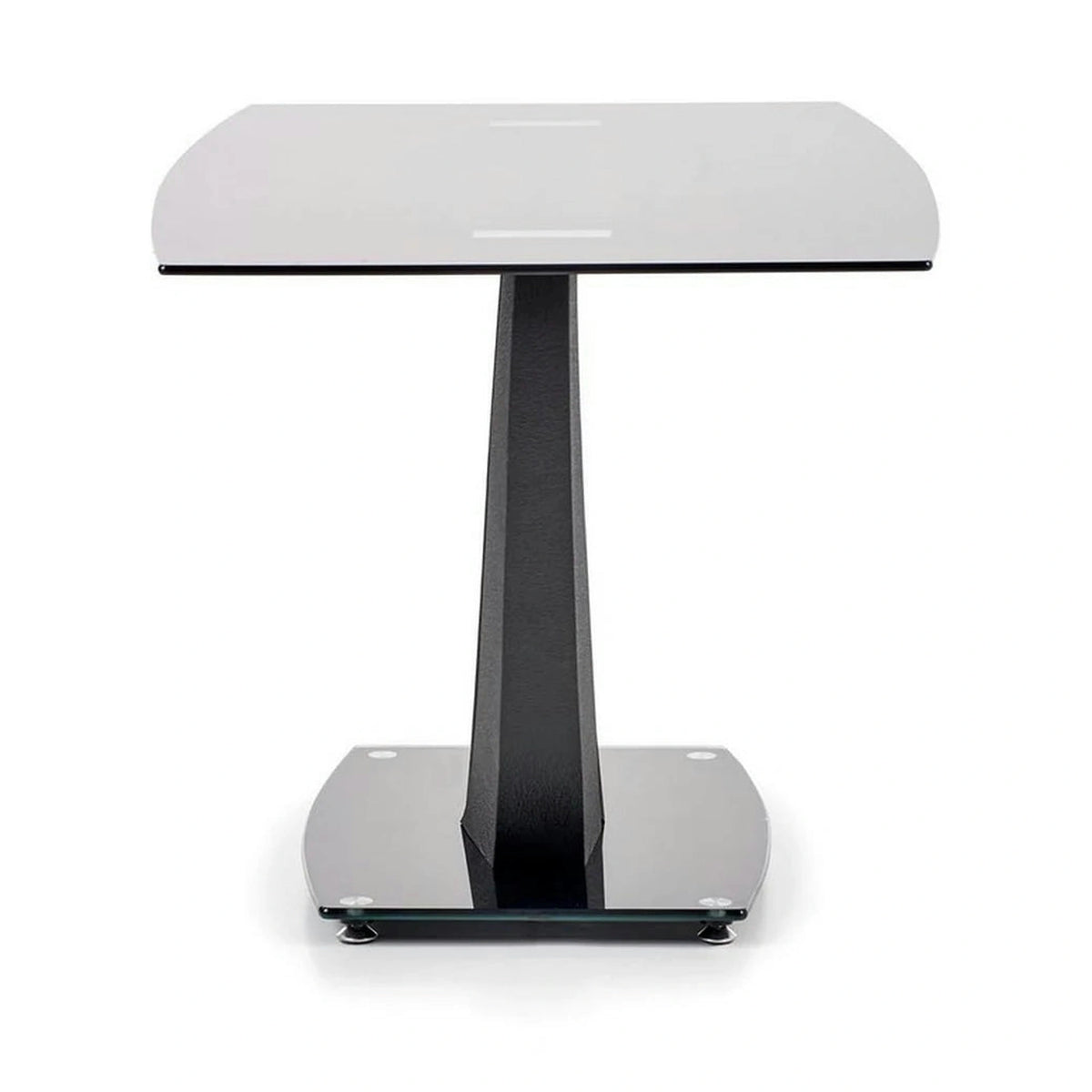 Masa ANTON, negru transparent/negru, sticla/metal, 140x80x75 cm