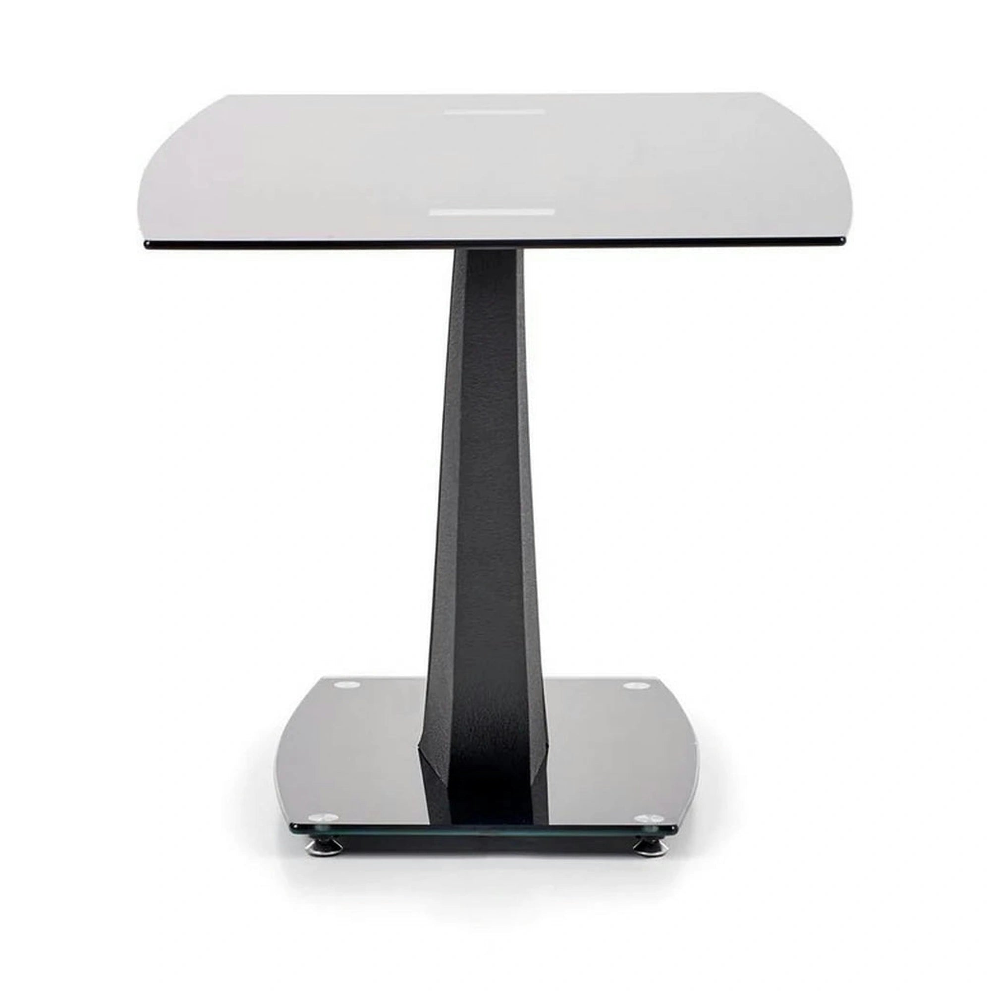 Masa ANTON, negru transparent/negru, sticla/metal, 140x80x75 cm