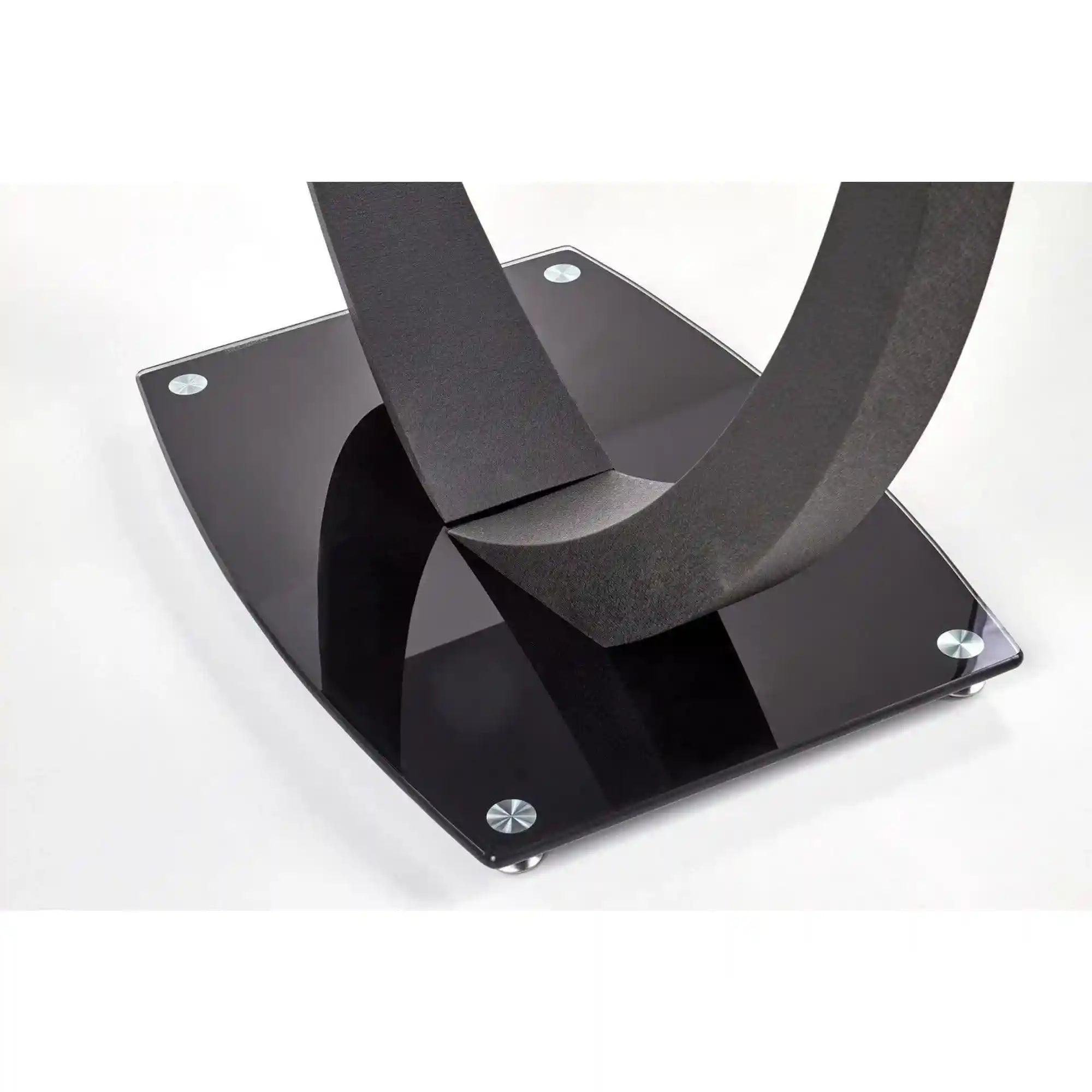 Masa ANTON, negru transparent/negru, sticla/metal, 140x80x75 cm