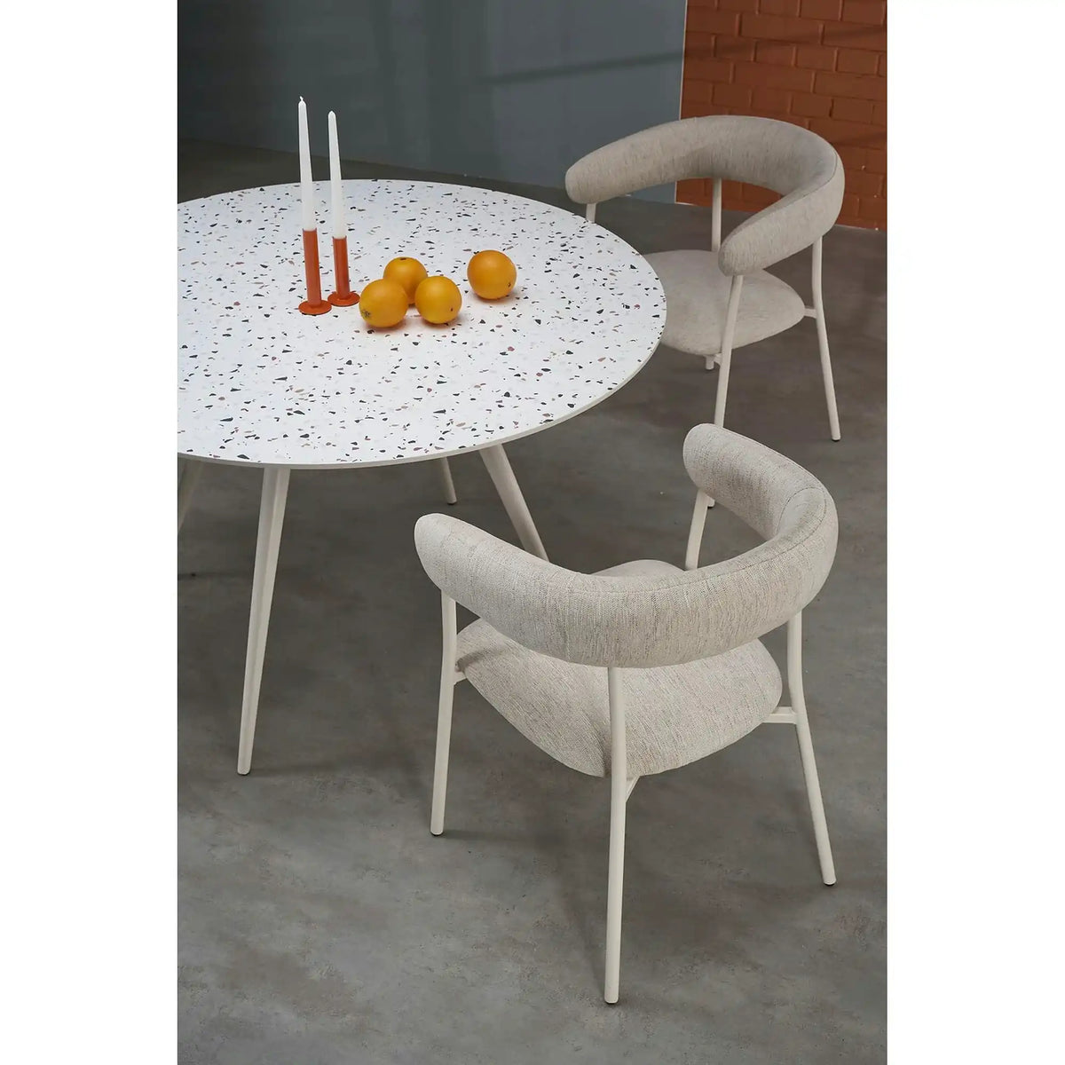 Masa ARAMIS, alb/terrazzo, 120x120x76 cm