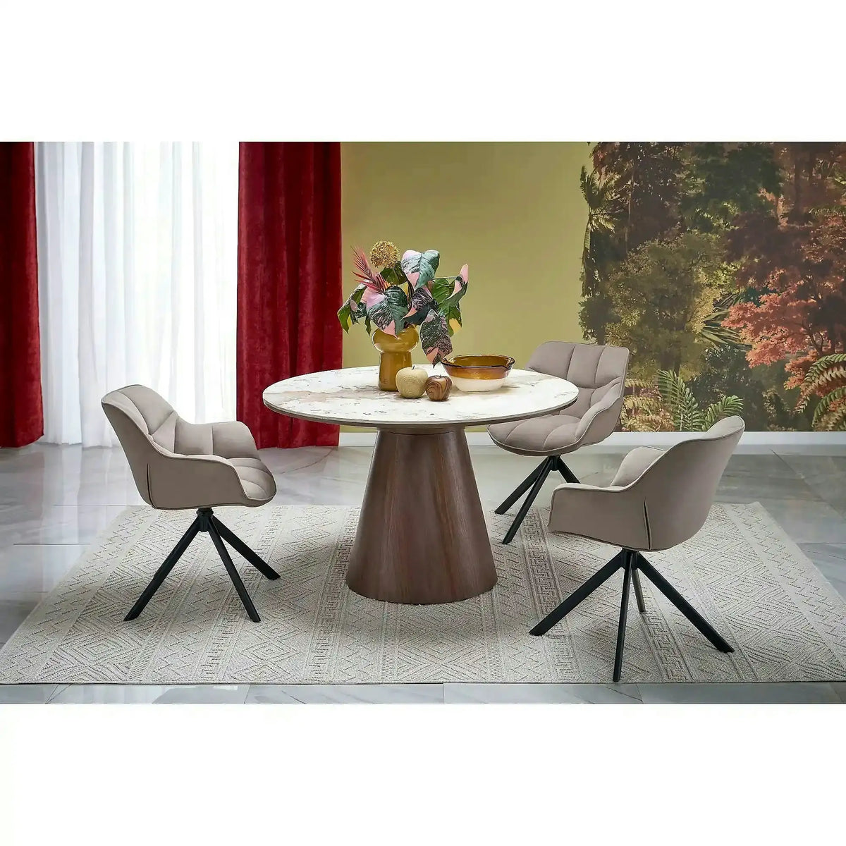 Masa ARANI, bej/nuc, piatra sinterizata, 120x76 cm