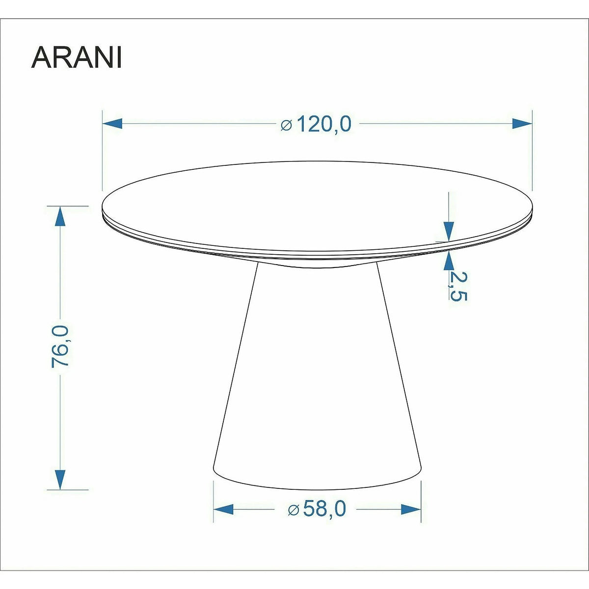 Masa ARANI, bej/nuc, piatra sinterizata, 120x76 cm