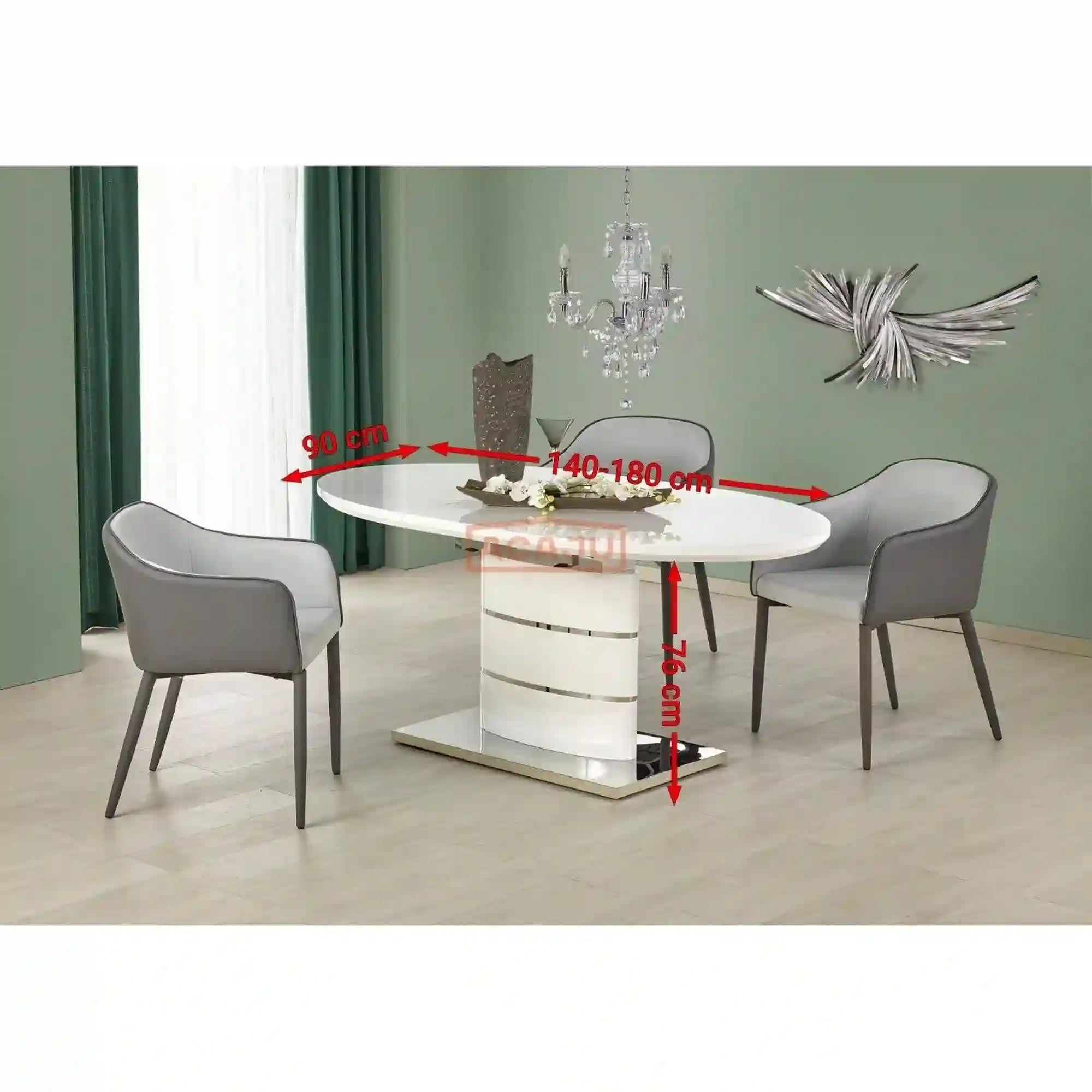 Masa ASPEN, alb, 140/180x90x76 cm