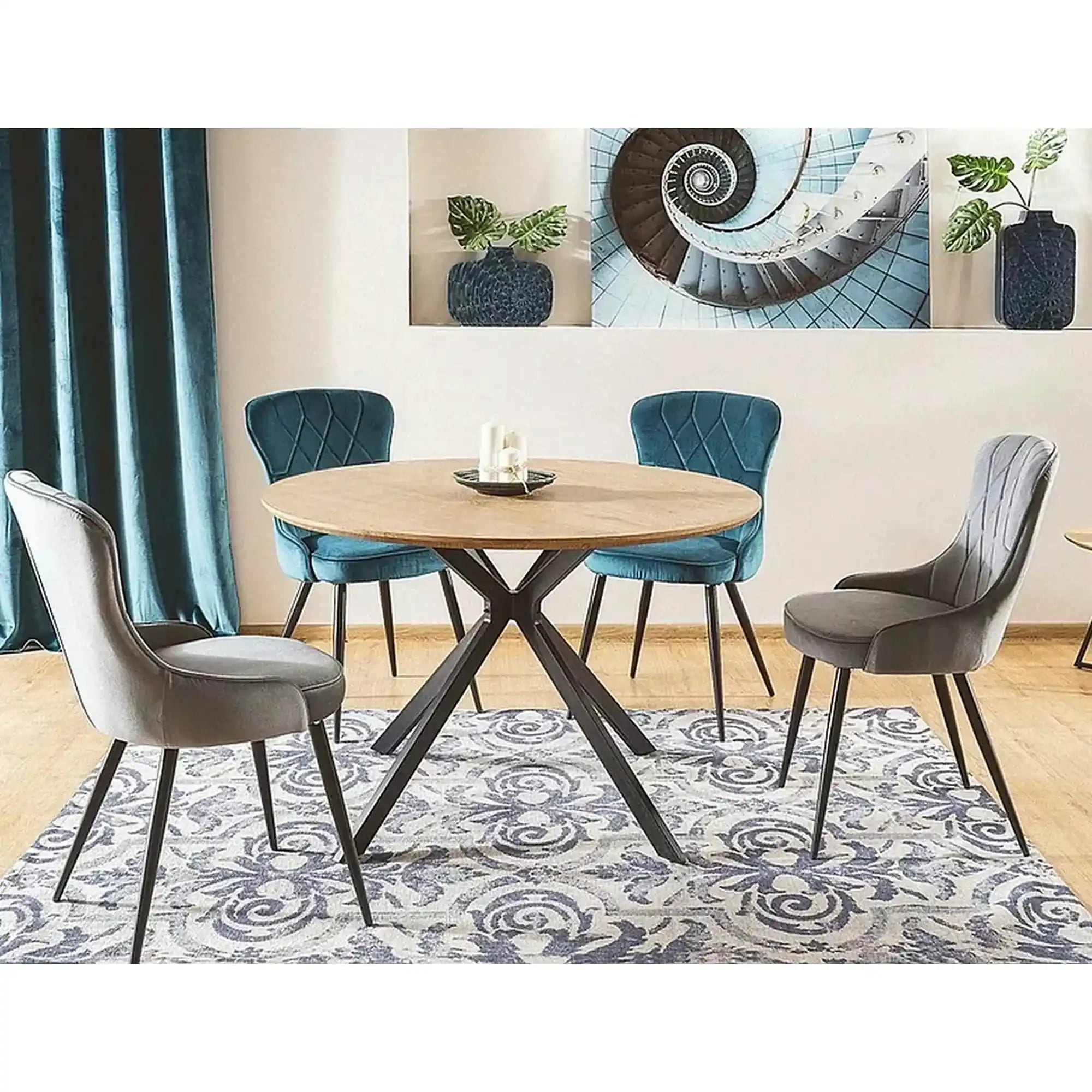 Masa ASTER, stejar/negru, 120x120x75 cm