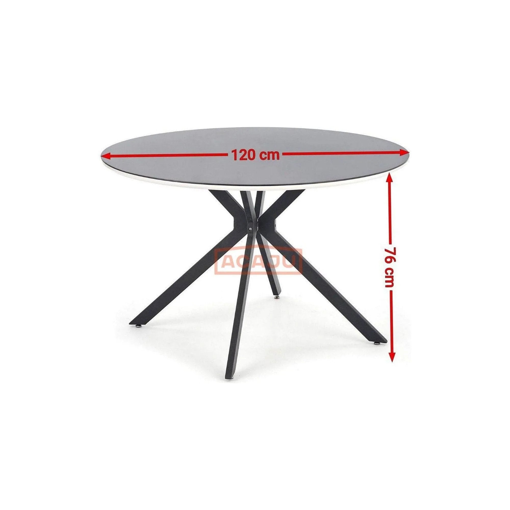 Masa AVELAR, negru, 120x120x76 cm