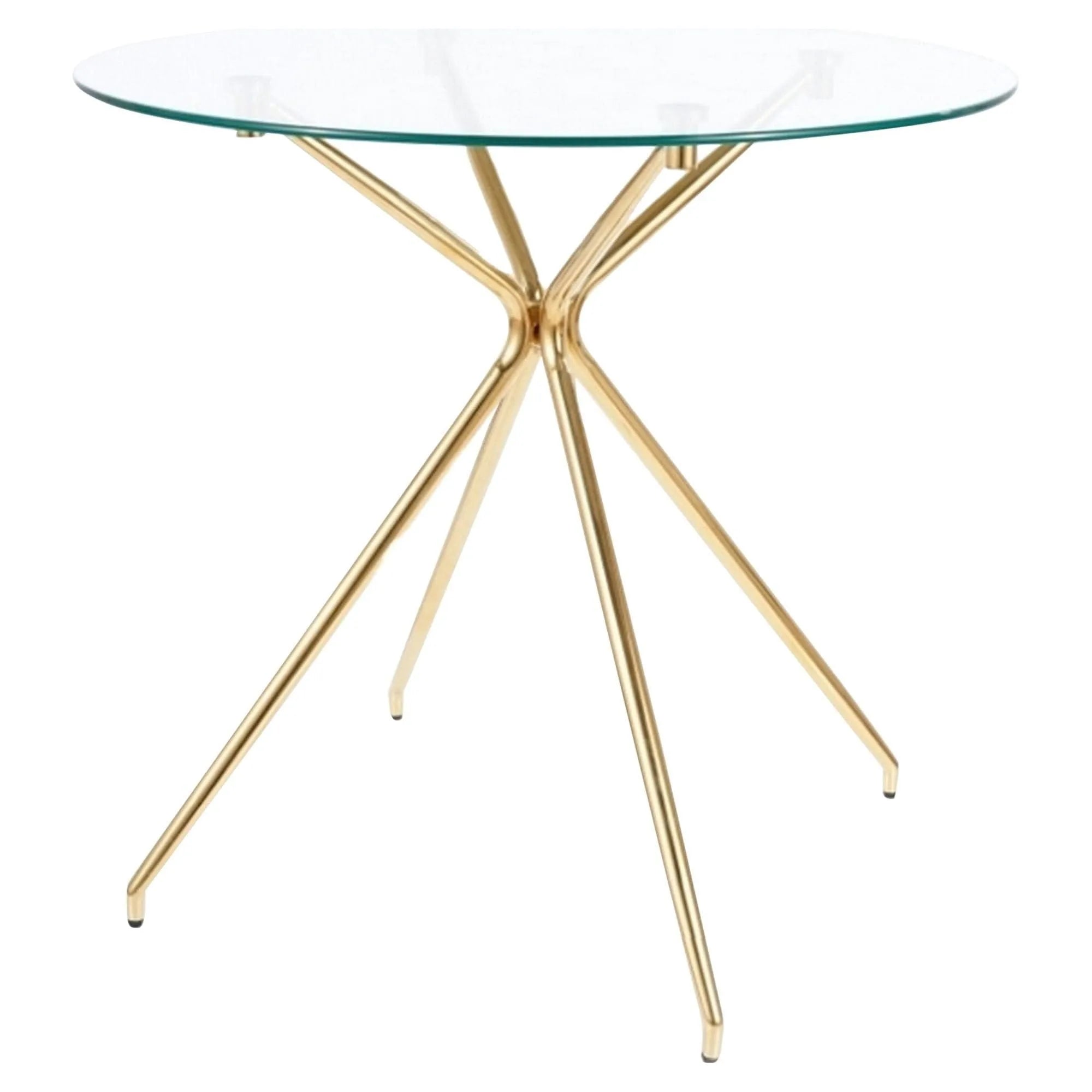 Masa AZALIA, transparent/auriu, sticla/metal, 80x80x75 cm